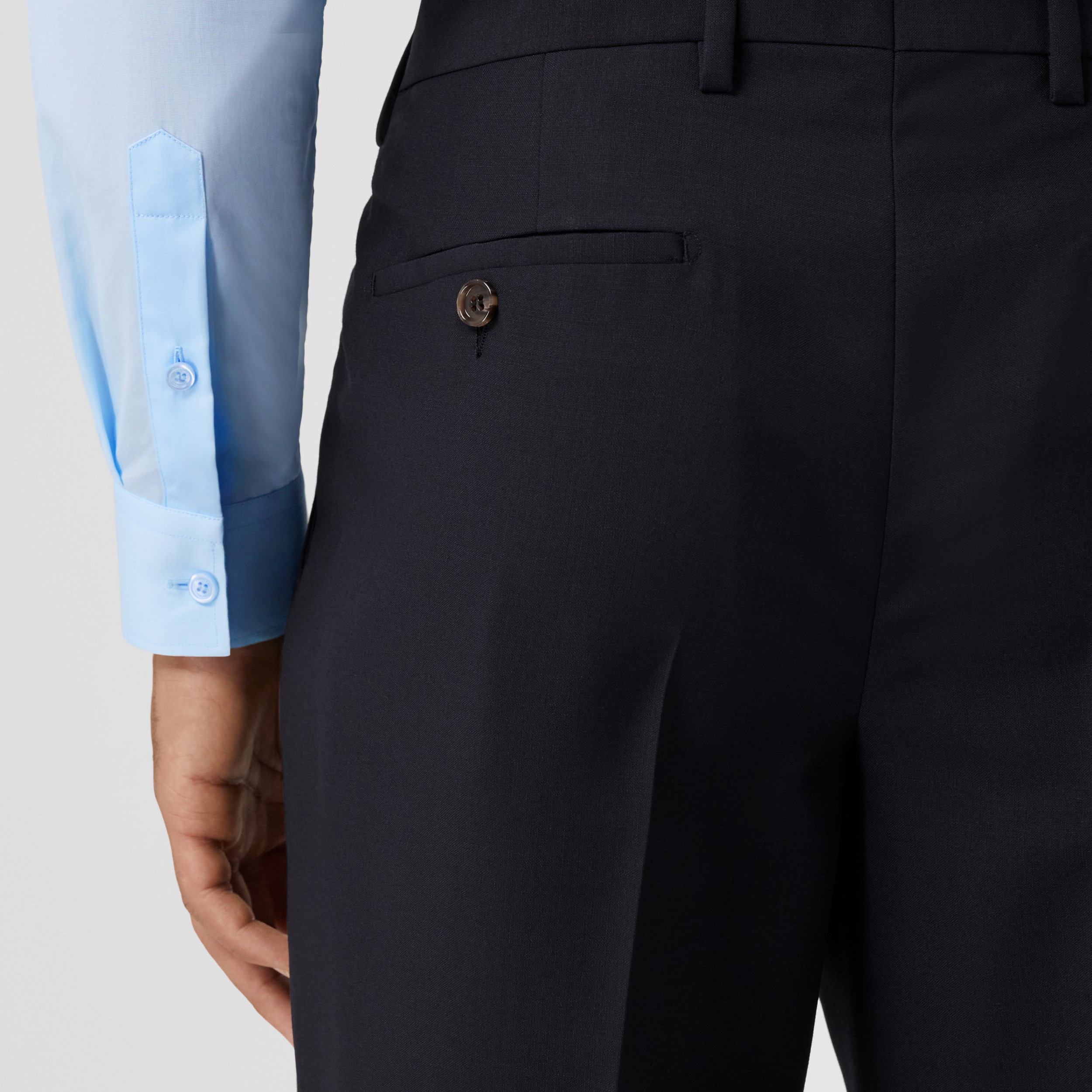 Classic Fit Wool Mohair Tailored Trousers in Navy - Men | Burberry® Official - 2