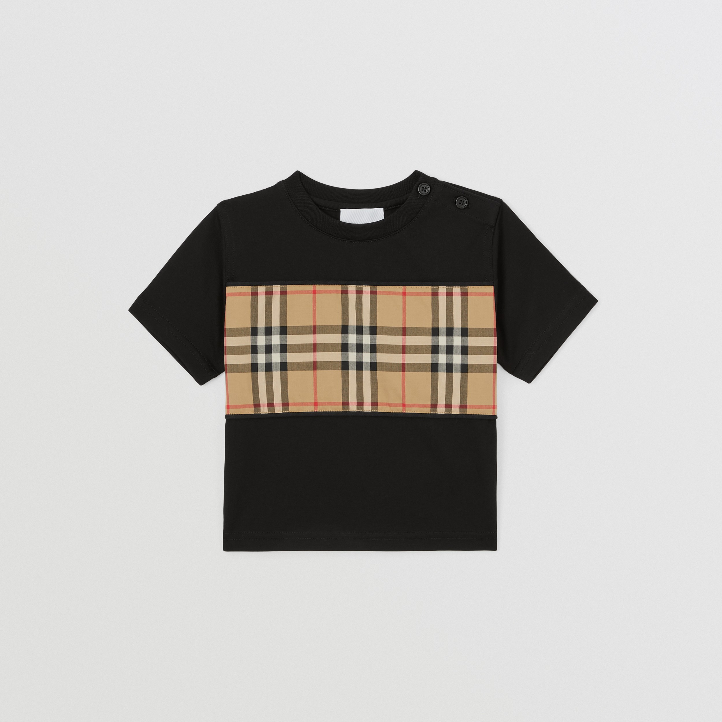 Vintage Check Panel Cotton T-shirt in Black - Children | Burberry® Official - 1