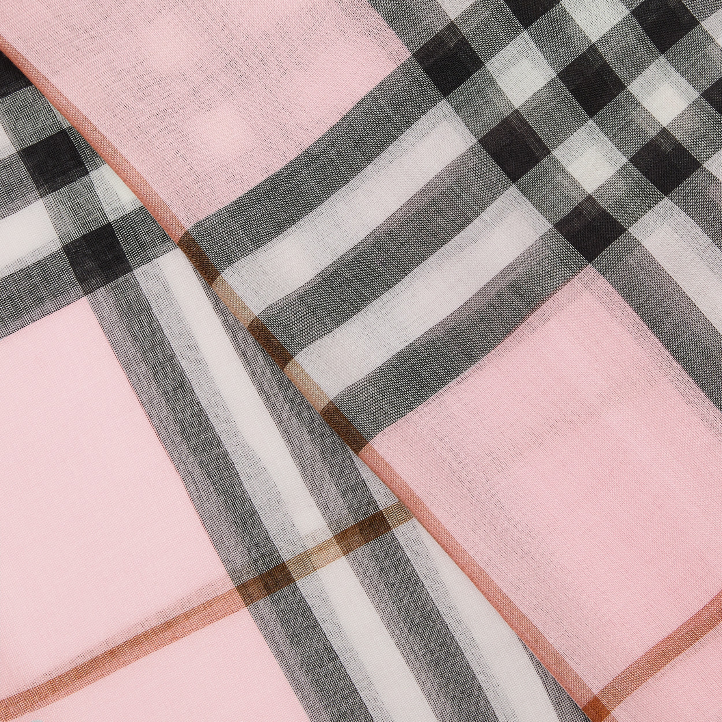 Check Lightweight Wool Silk Scarf in Pale Candy Pink | Burberry® Official