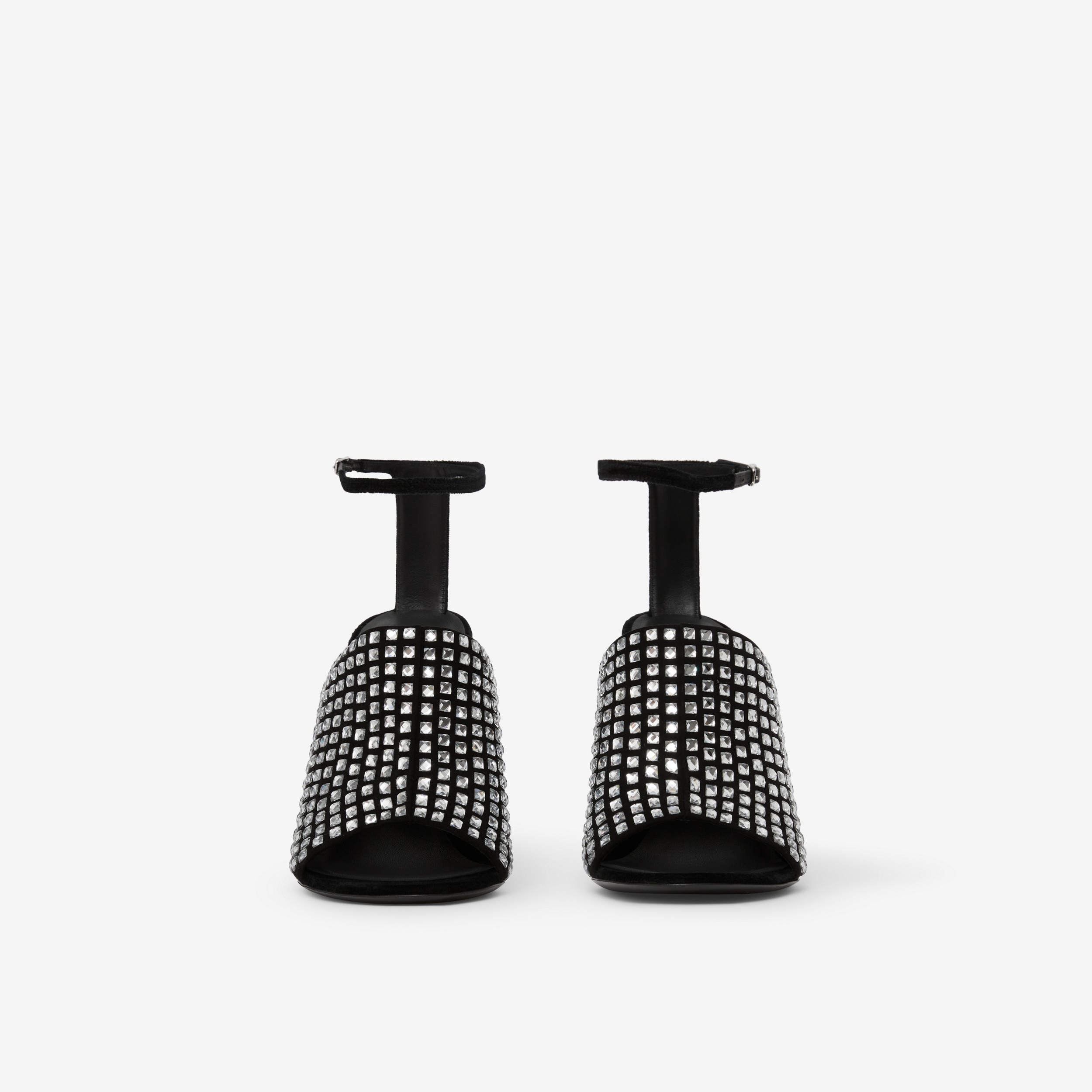Crystal Detail Velvet Stiletto-heel Sandals in Black/crystal - Women | Burberry® Official - 2
