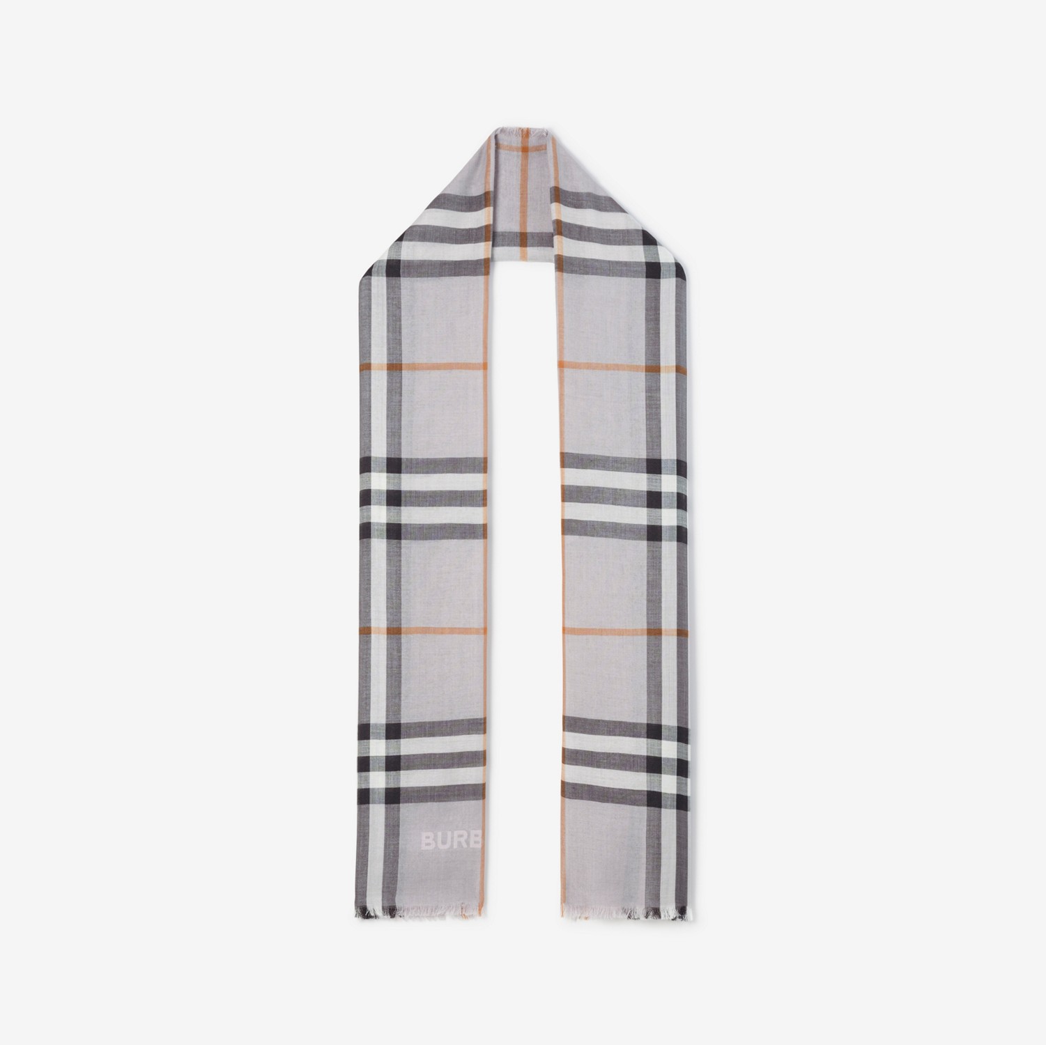Check Lightweight Wool Silk Scarf in Grey/pale Candy Pink | Burberry® Official