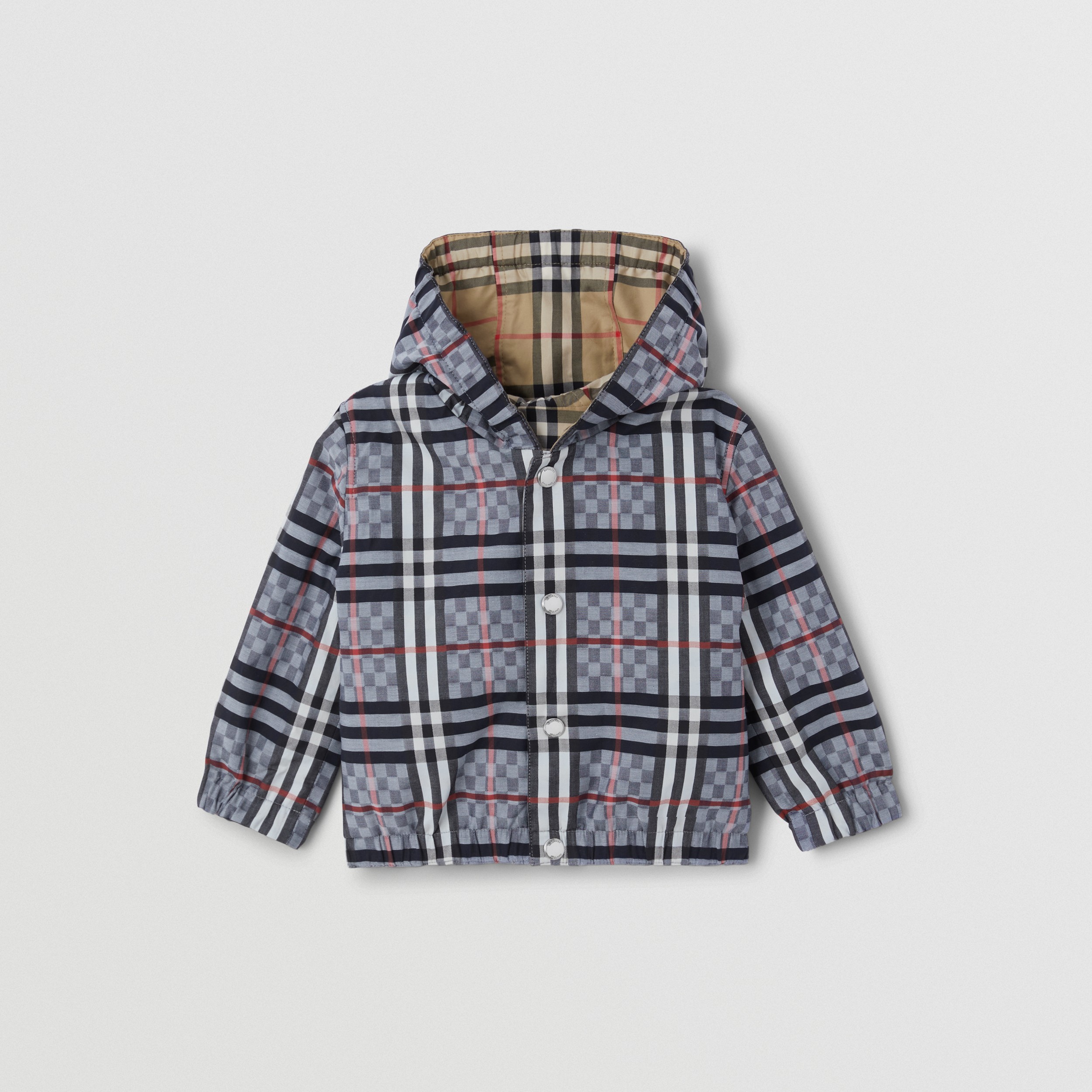 Reversible Check Stretch Cotton Jacquard Jacket in Pale Blue - Children | Burberry® Official - 1