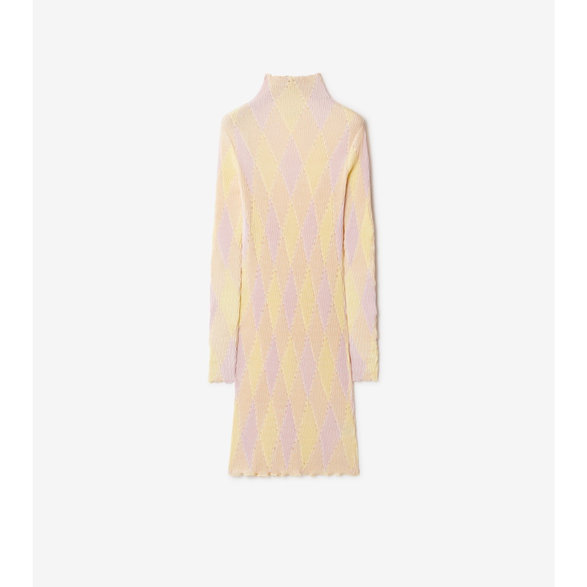 Burberry Argyle Check Pattern Ribbed-knit Dress In Cameo