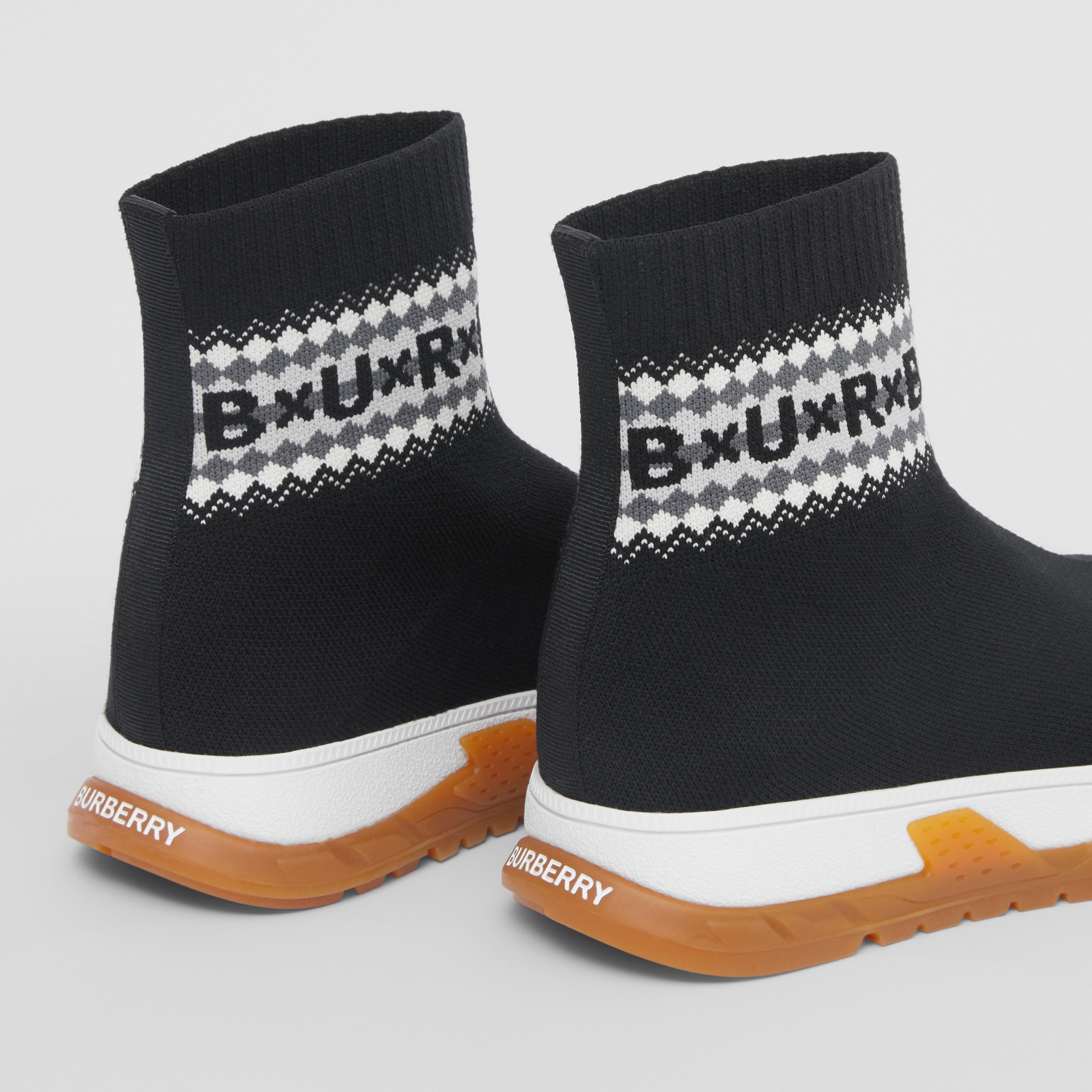 Fair Isle Logo Stretch Knit Sock Sneakers in Black - Children | Burberry® Official - 2
