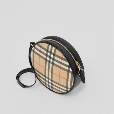 Vintage Check and Leather Louise Bag in Archive Beige/black 