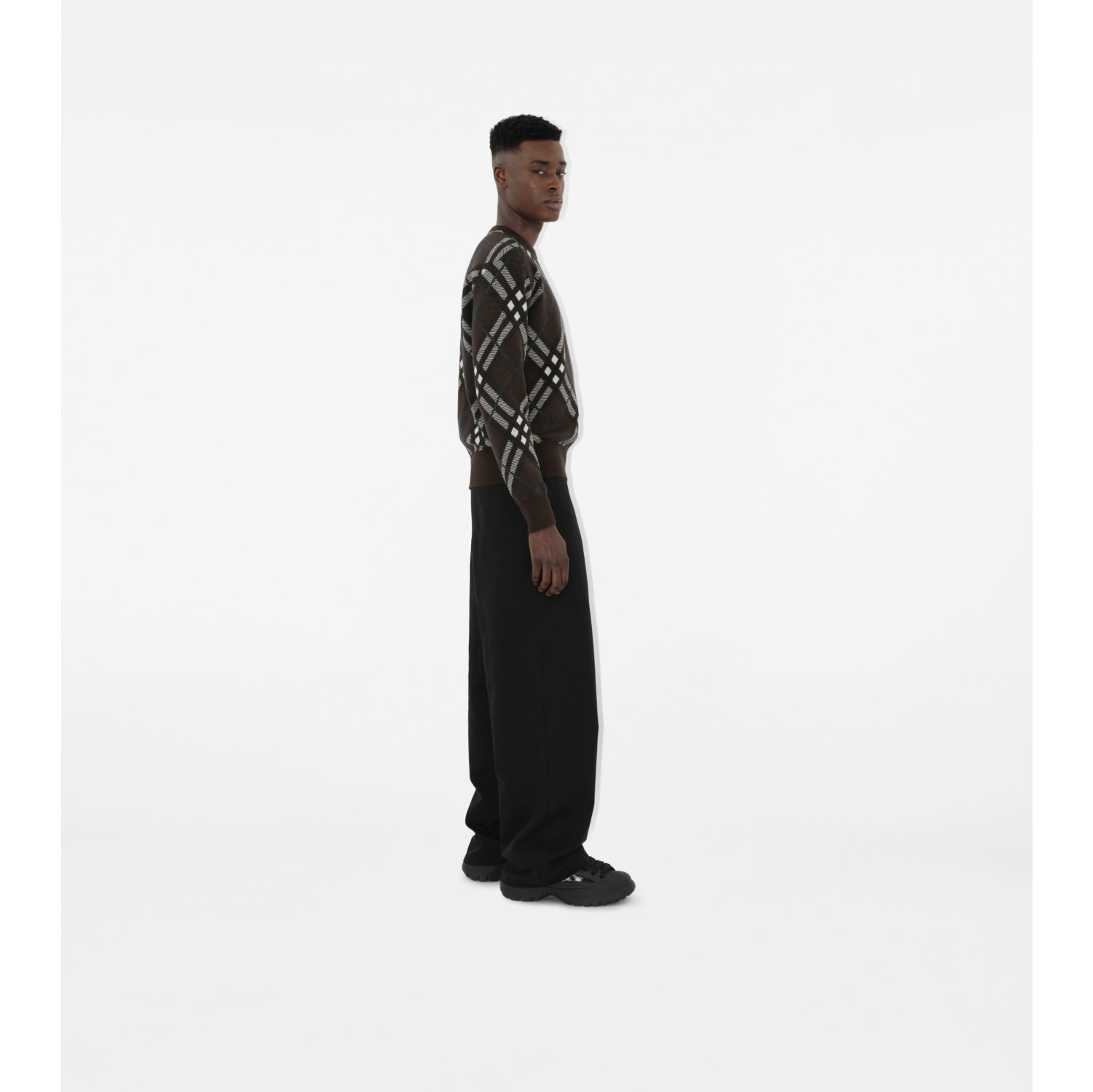 Check Wool Mohair Blend Sweater