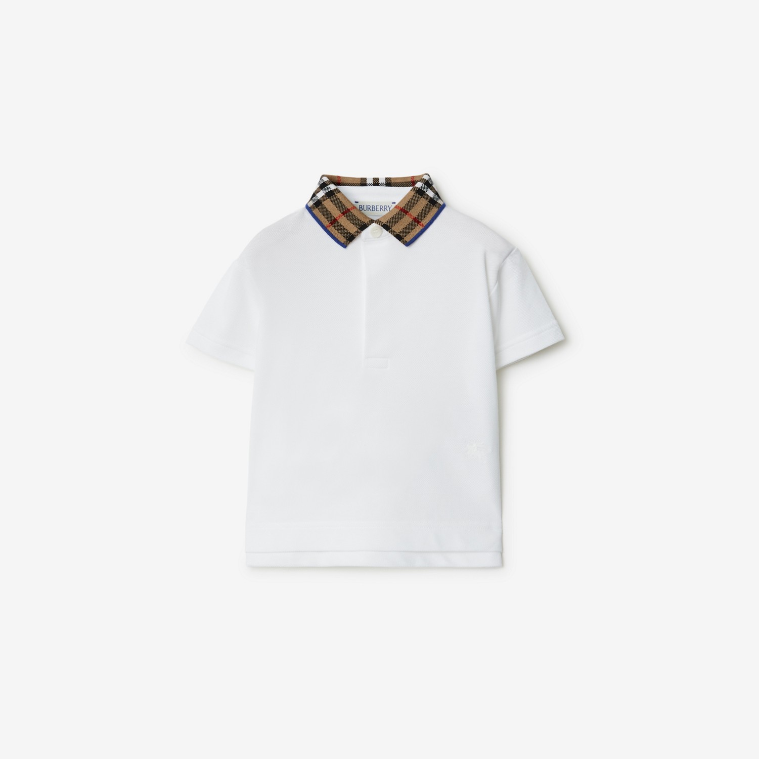 Check Collar Cotton Polo Shirt in White | Burberry® Official