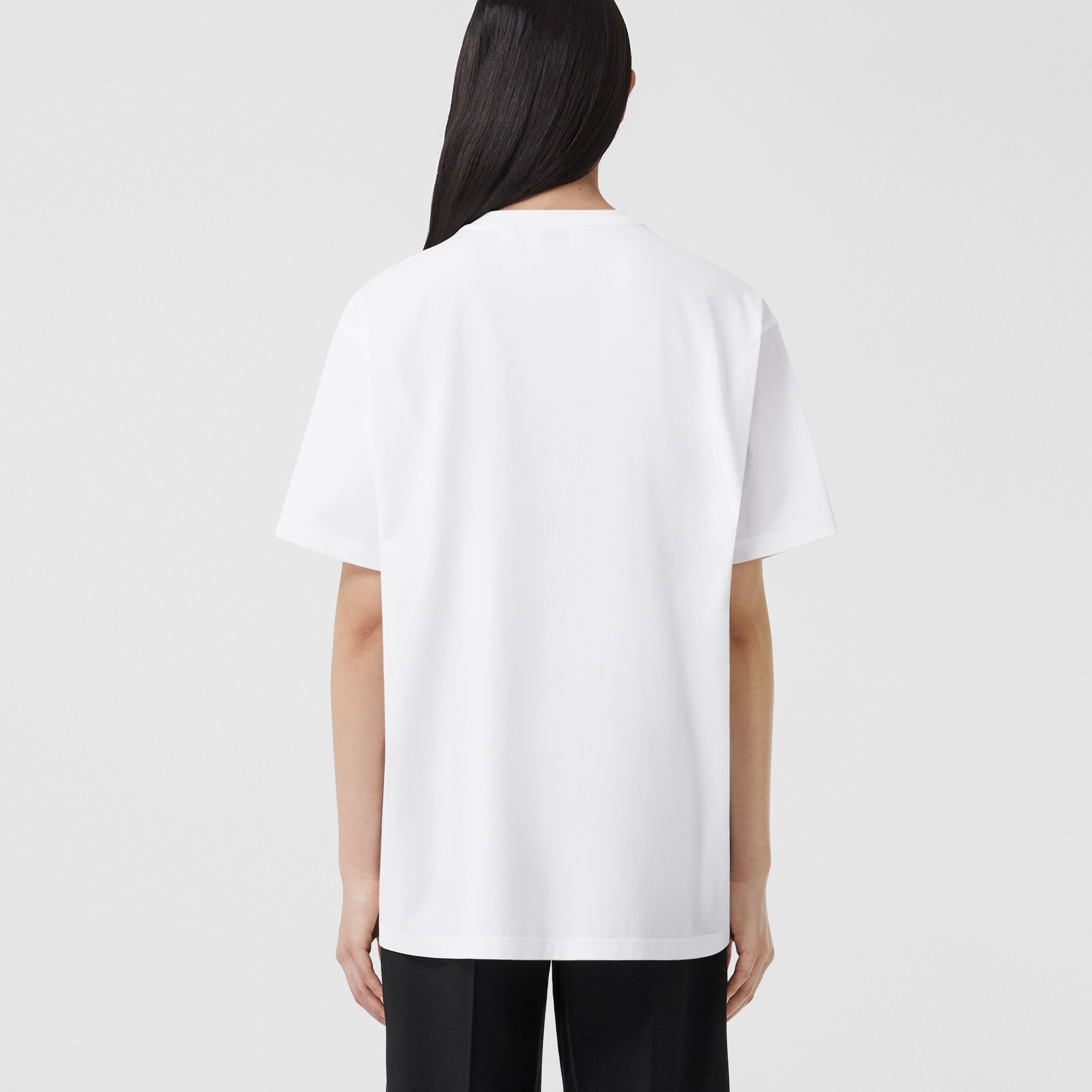 Baumwoll-T-Shirt in Oversize-Passform mit botanischem Motiv (Weiß) - Damen | Burberry® - 3
