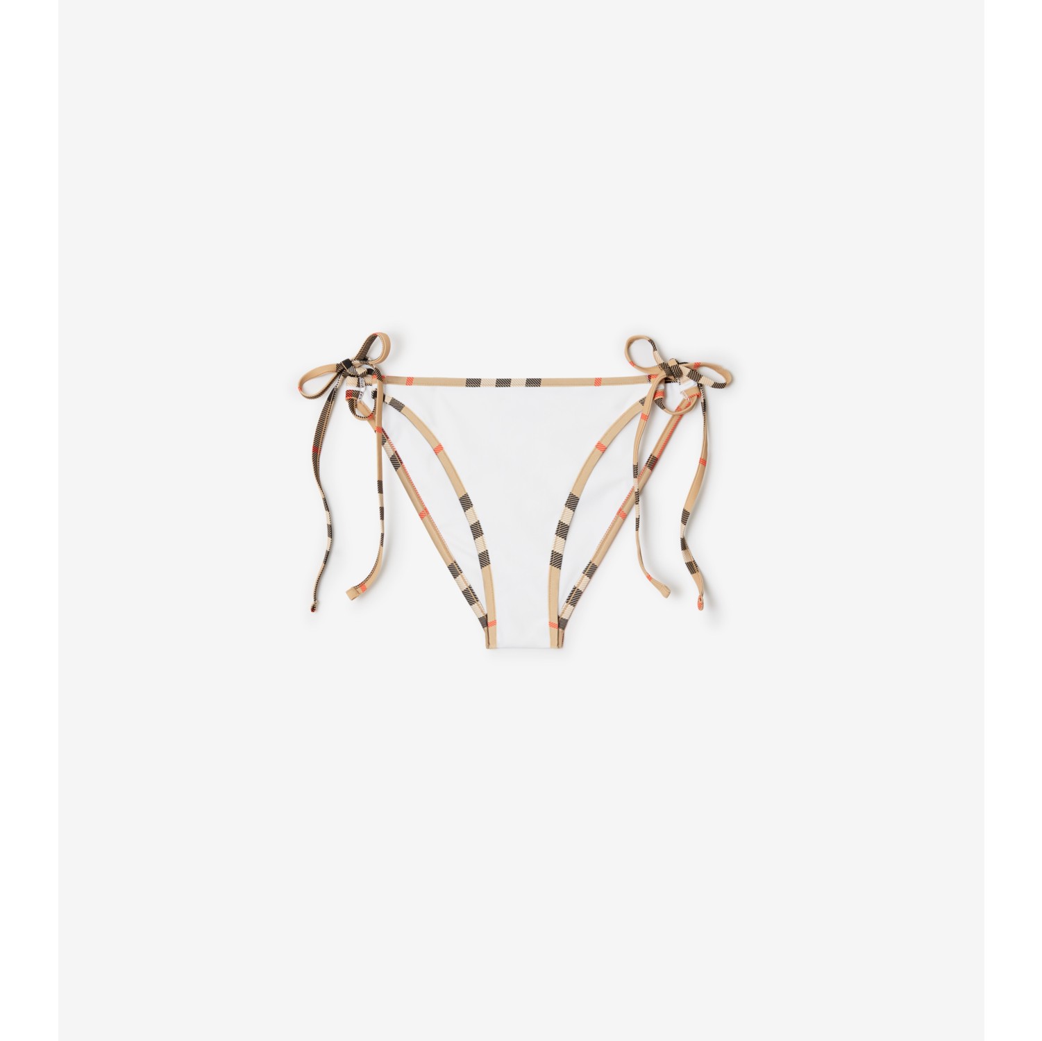 Bikinihose mit Check-Besatz