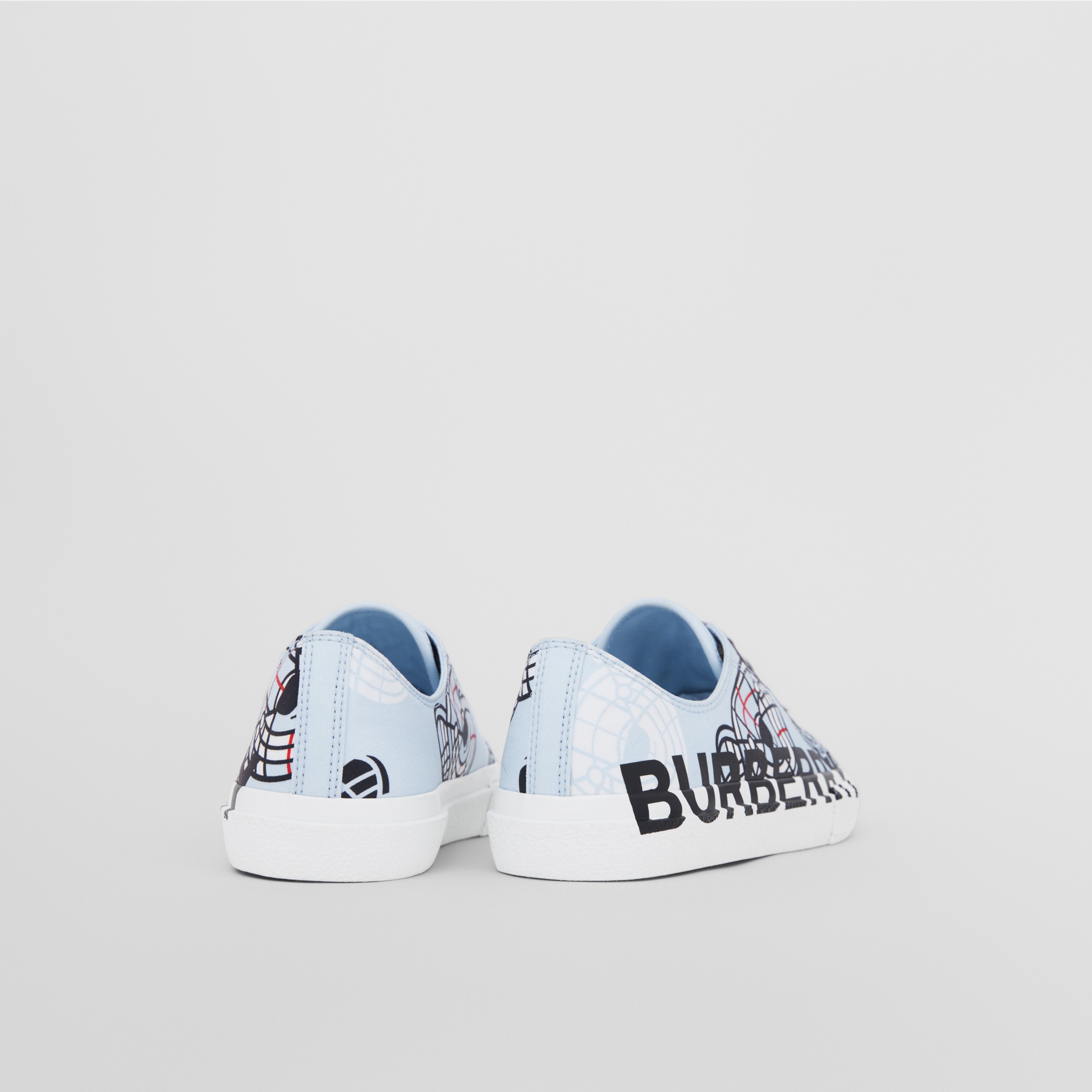 Montage Print Cotton Gabardine Sneakers in Pale Blue - Children | Burberry® Official - 3