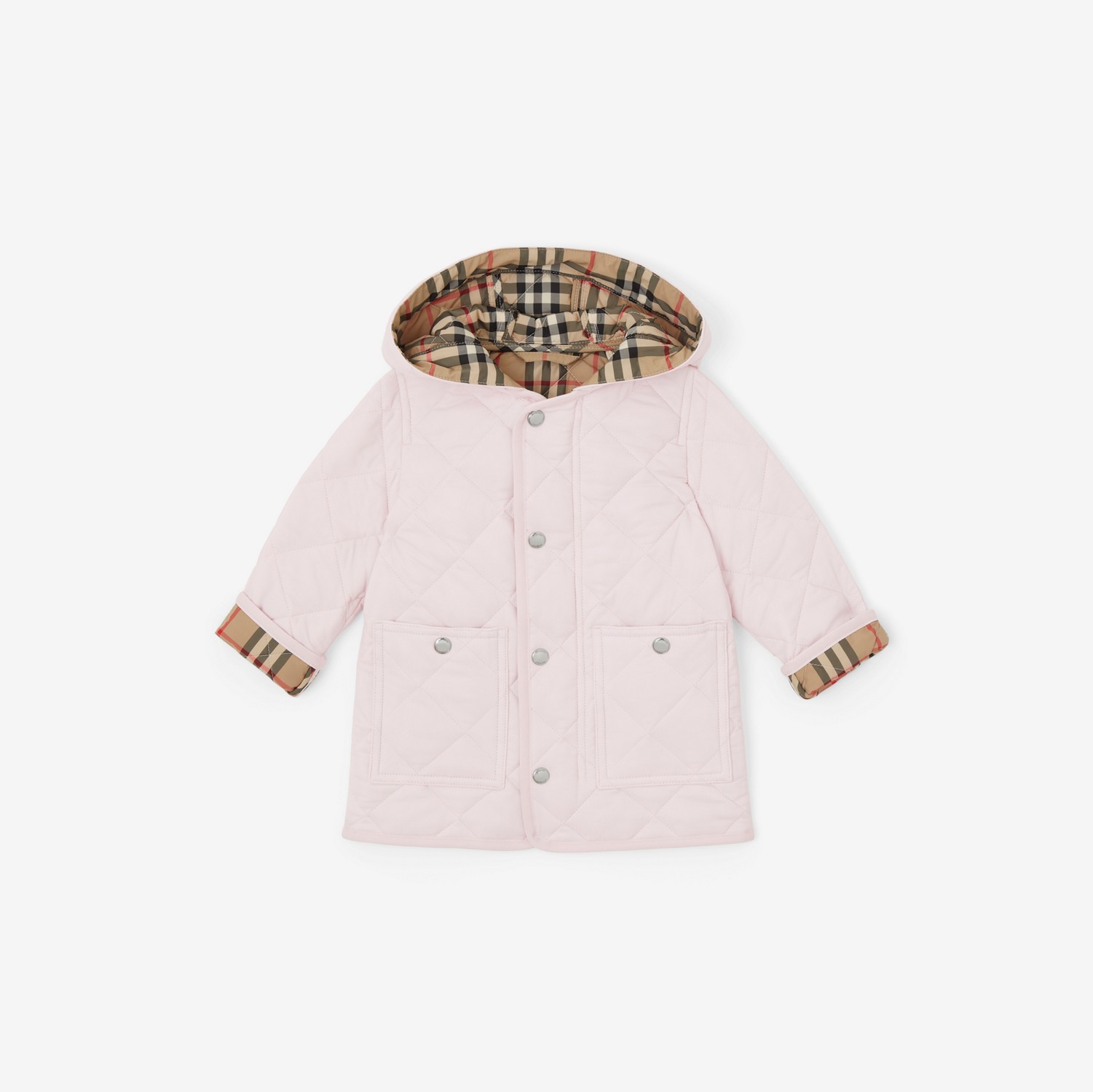 Diamond Quilted Nylon Hooded Jacket in Alabaster Pink - Children | Burberry® Official