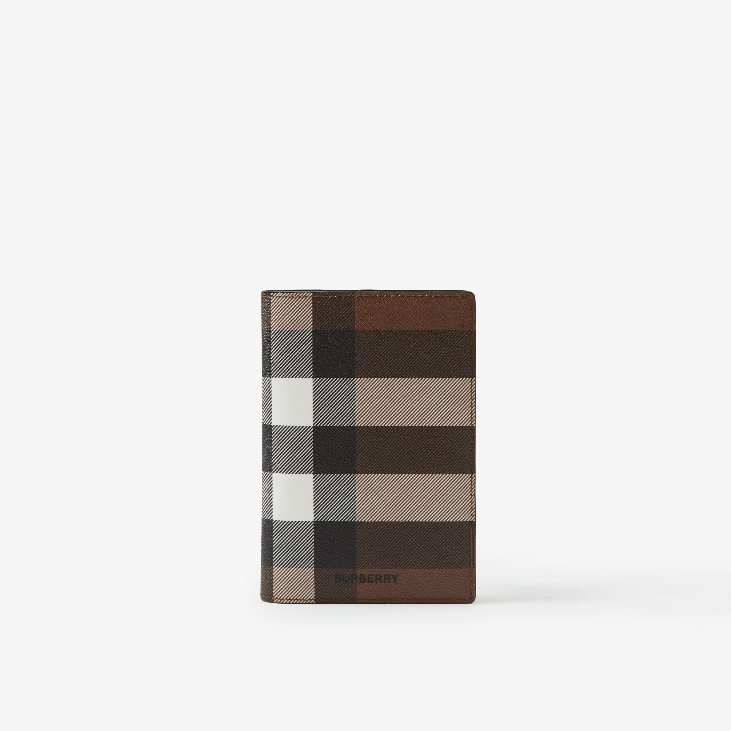 Check and Leather Passport Holder in Dark Birch Brown | Burberry® Official