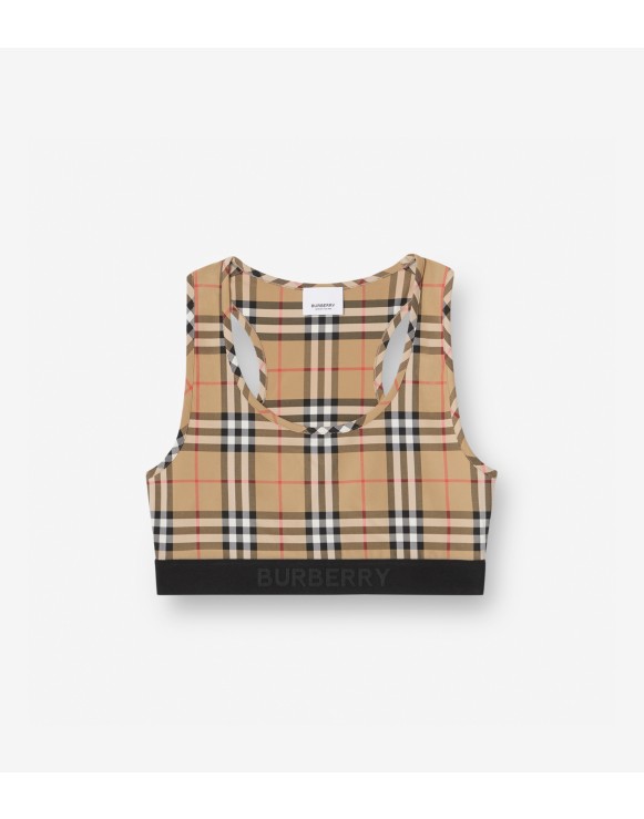 Top sportivo con motivo Vintage check e logo