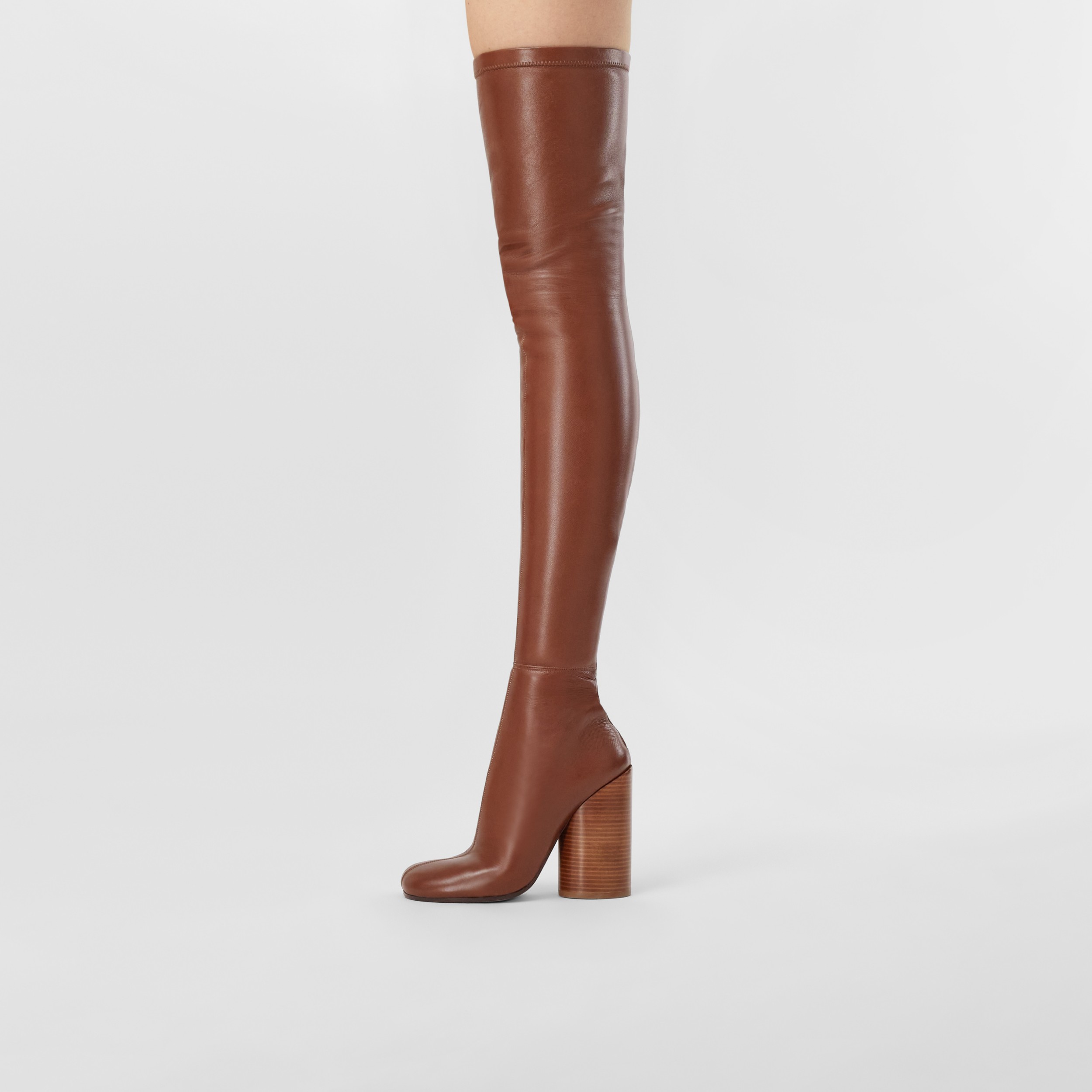Leather Overtheknee Sock Boots in Dark Birch Brown Burberry® Official