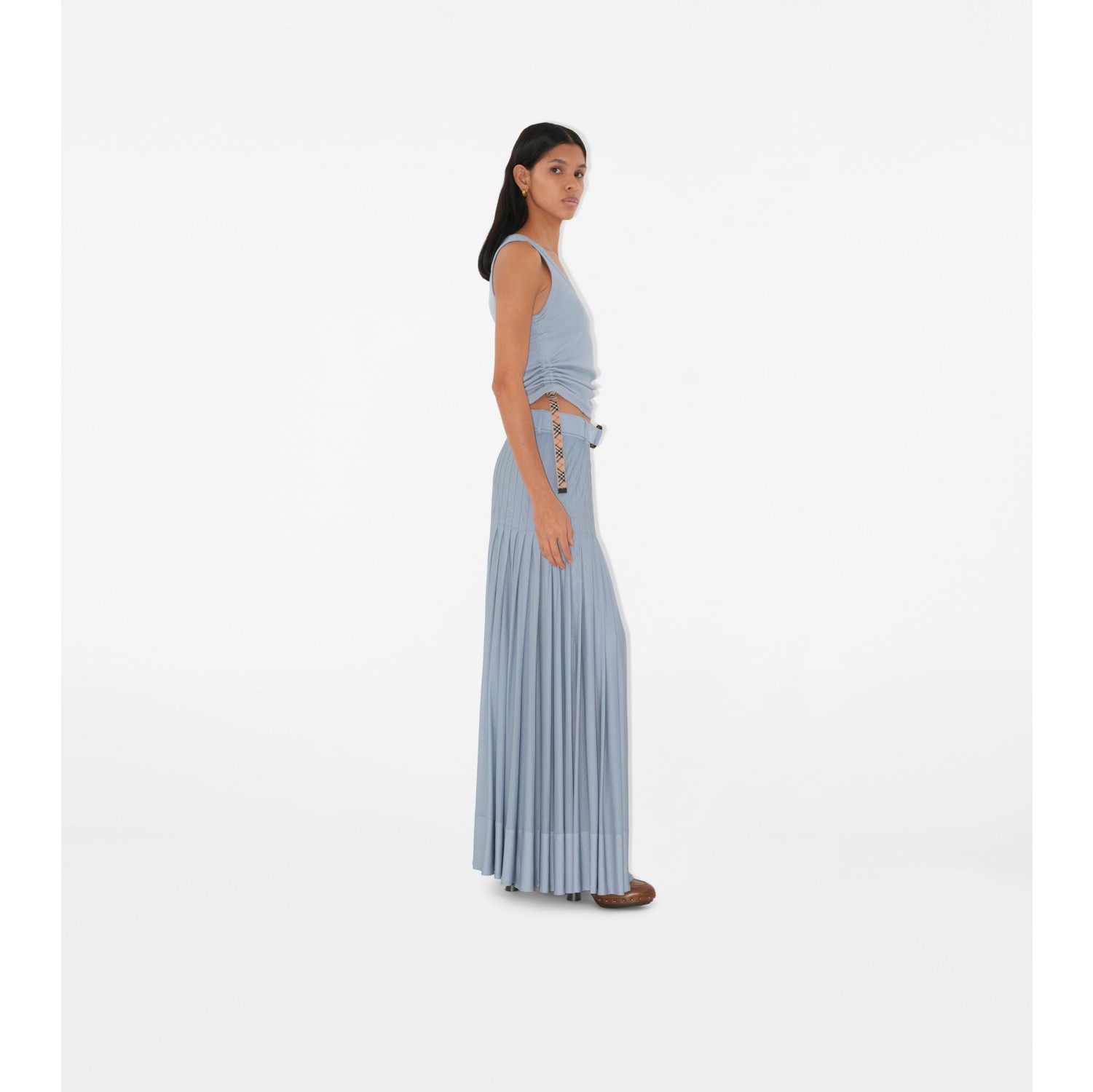 Pleated Crepe Jersey Maxi Skirt