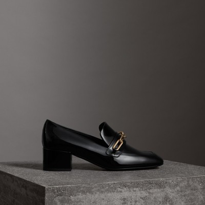 link detail patent leather loafers