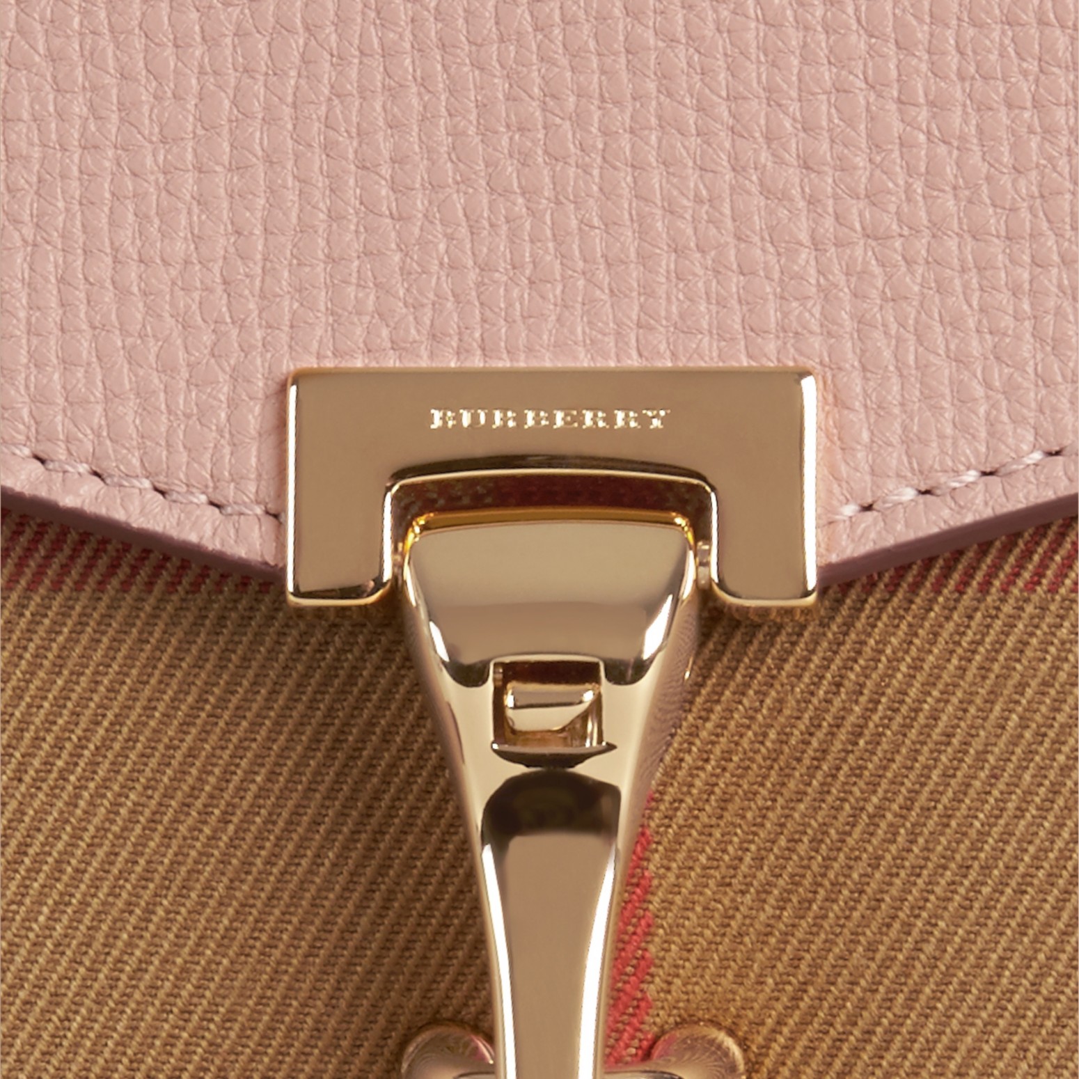 Small Leather and House Check Crossbody Bag Pale Orchid Burberry