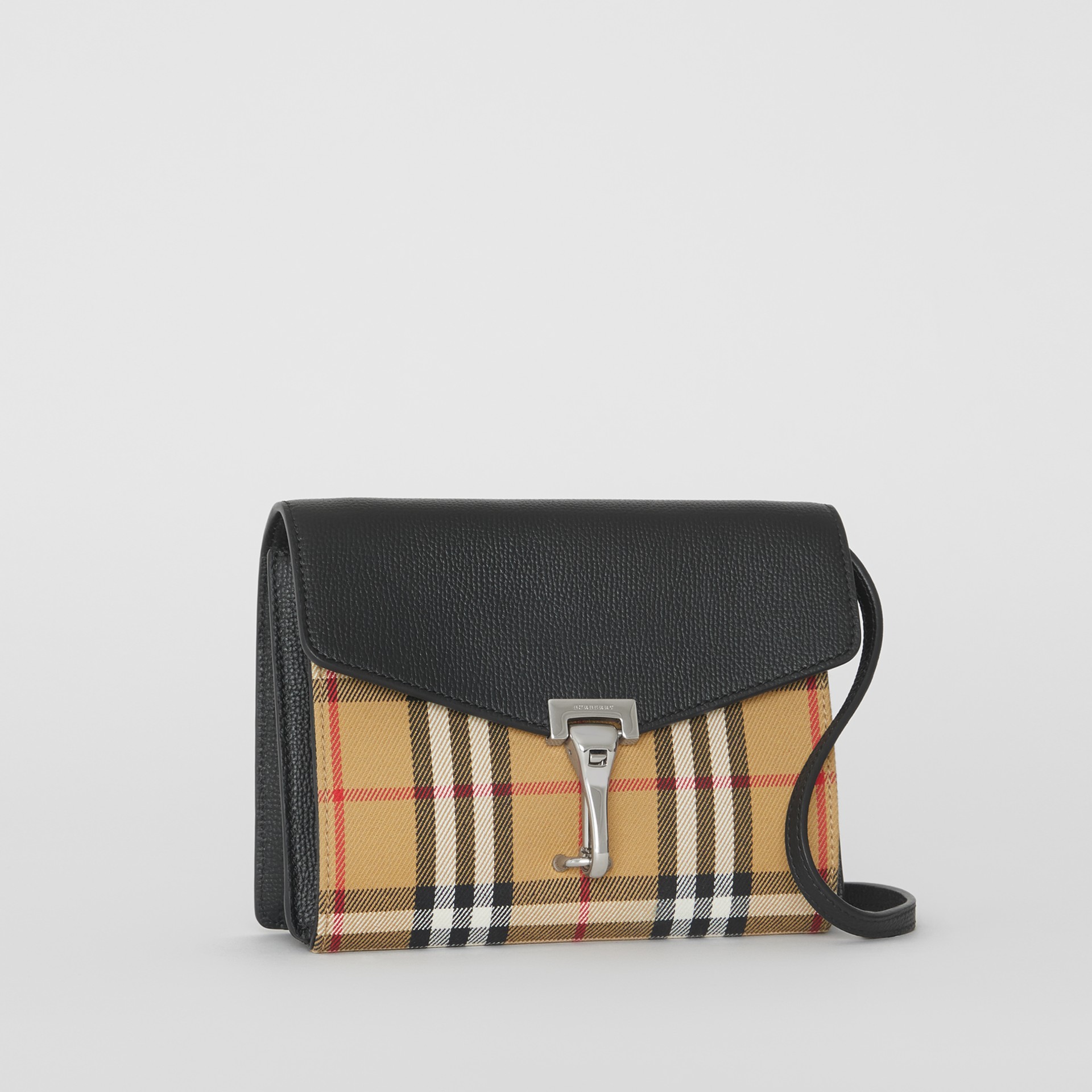 Mini Leather and Vintage Check Crossbody Bag in Black - Women | Burberry Canada