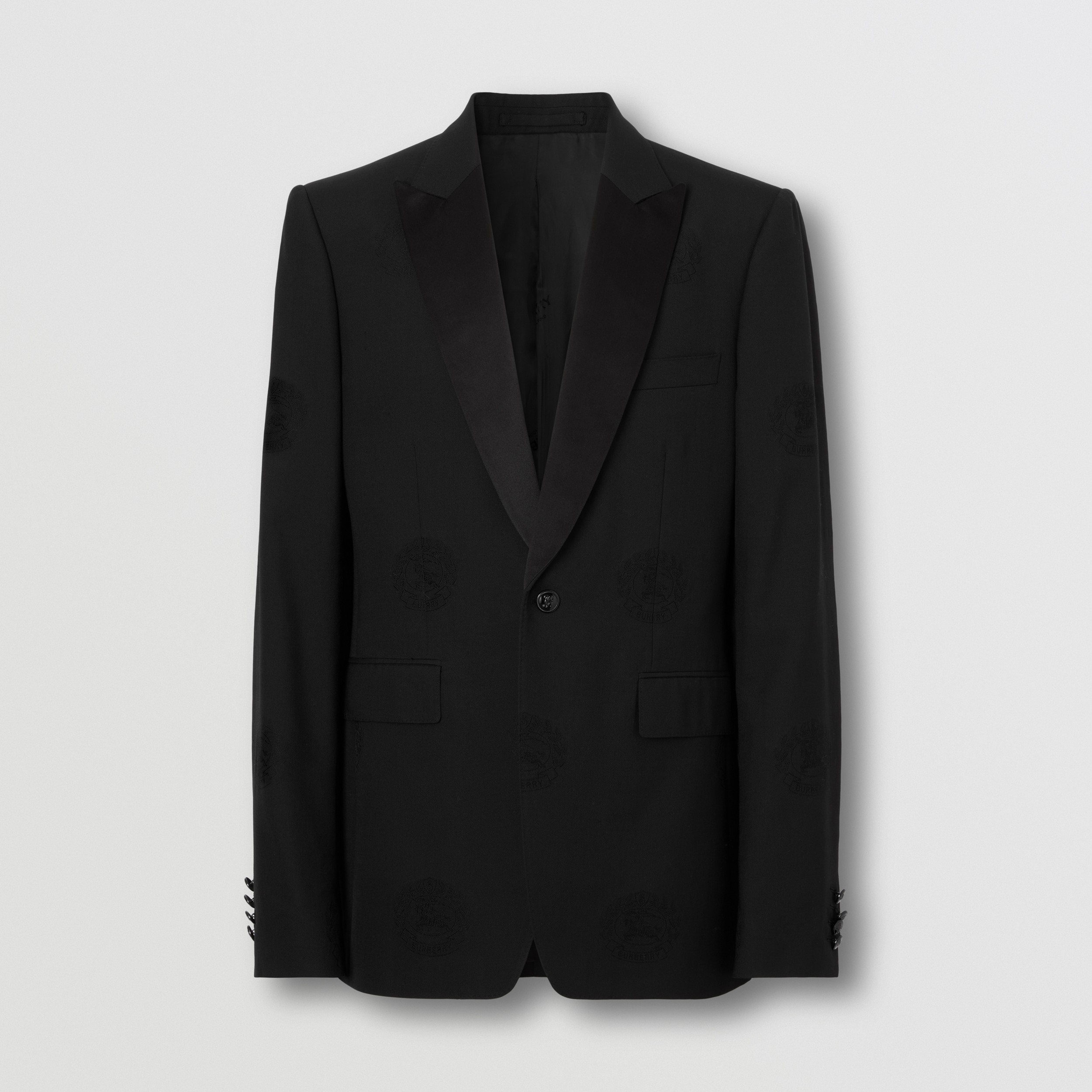 English Fit Oak Leaf Crest Wool Cotton Tuxedo Jacket in Black - Men | Burberry® Official - 4