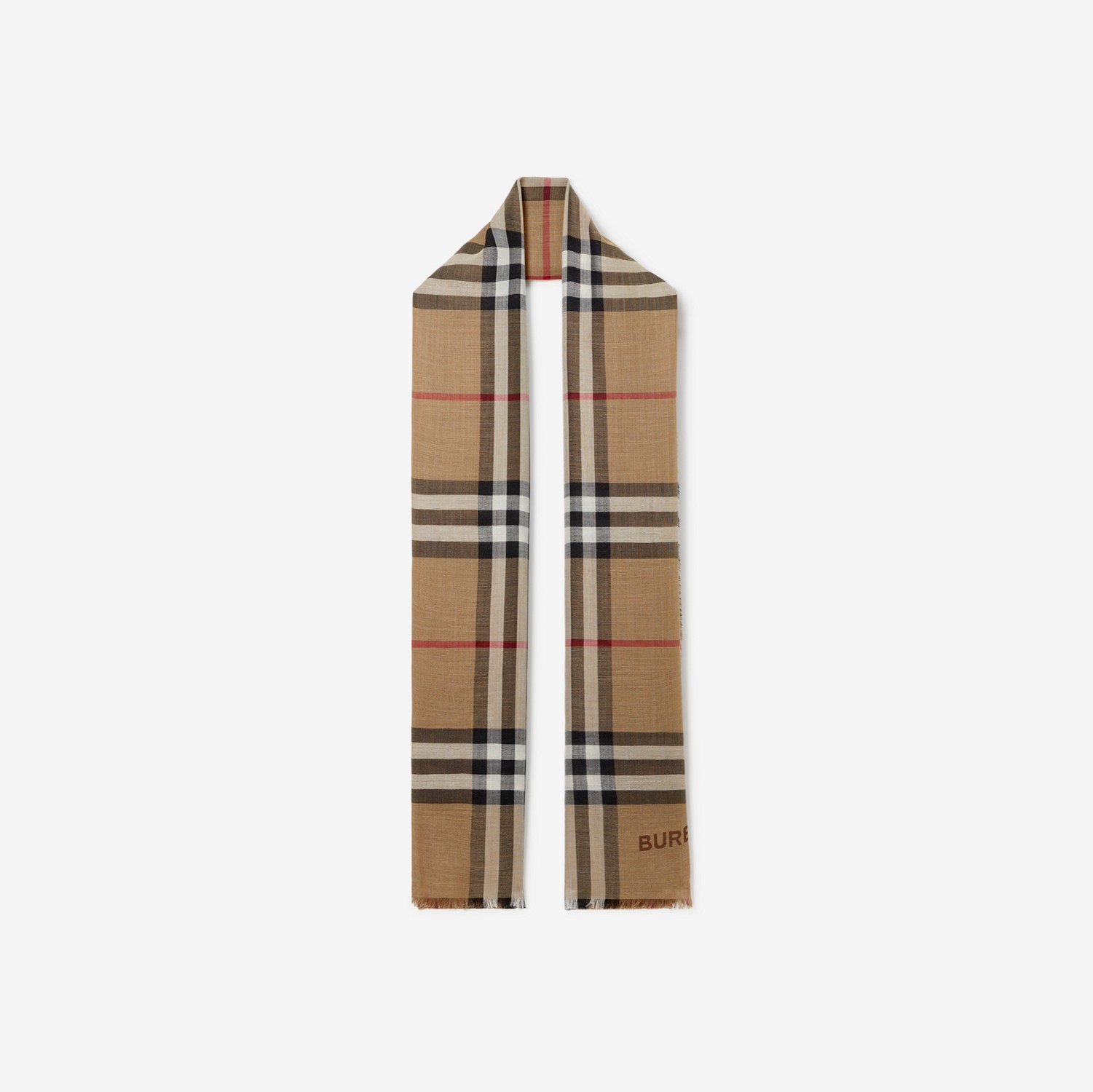 Reversible Check Wool Silk Scarf in Archive beige | Burberry® Official