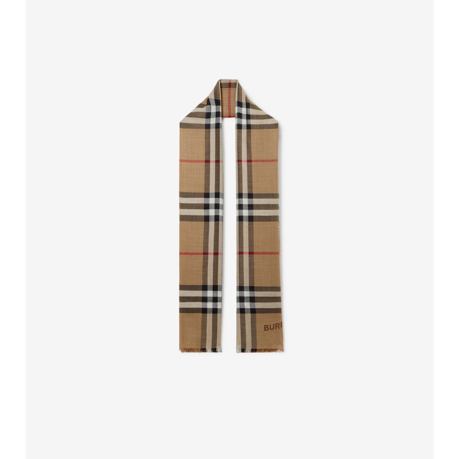 Reversible Check Wool Silk Scarf