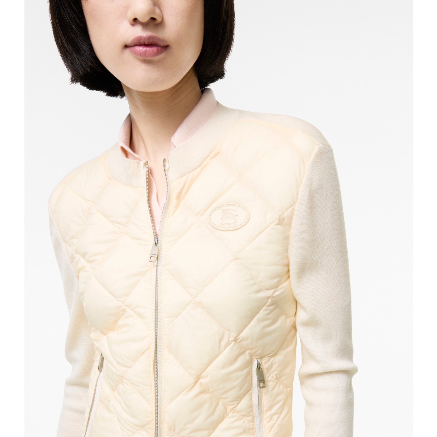 Quilted Nylon and Wool Fulbrook Jacket in Ceramic white - Women | Burberry® Official