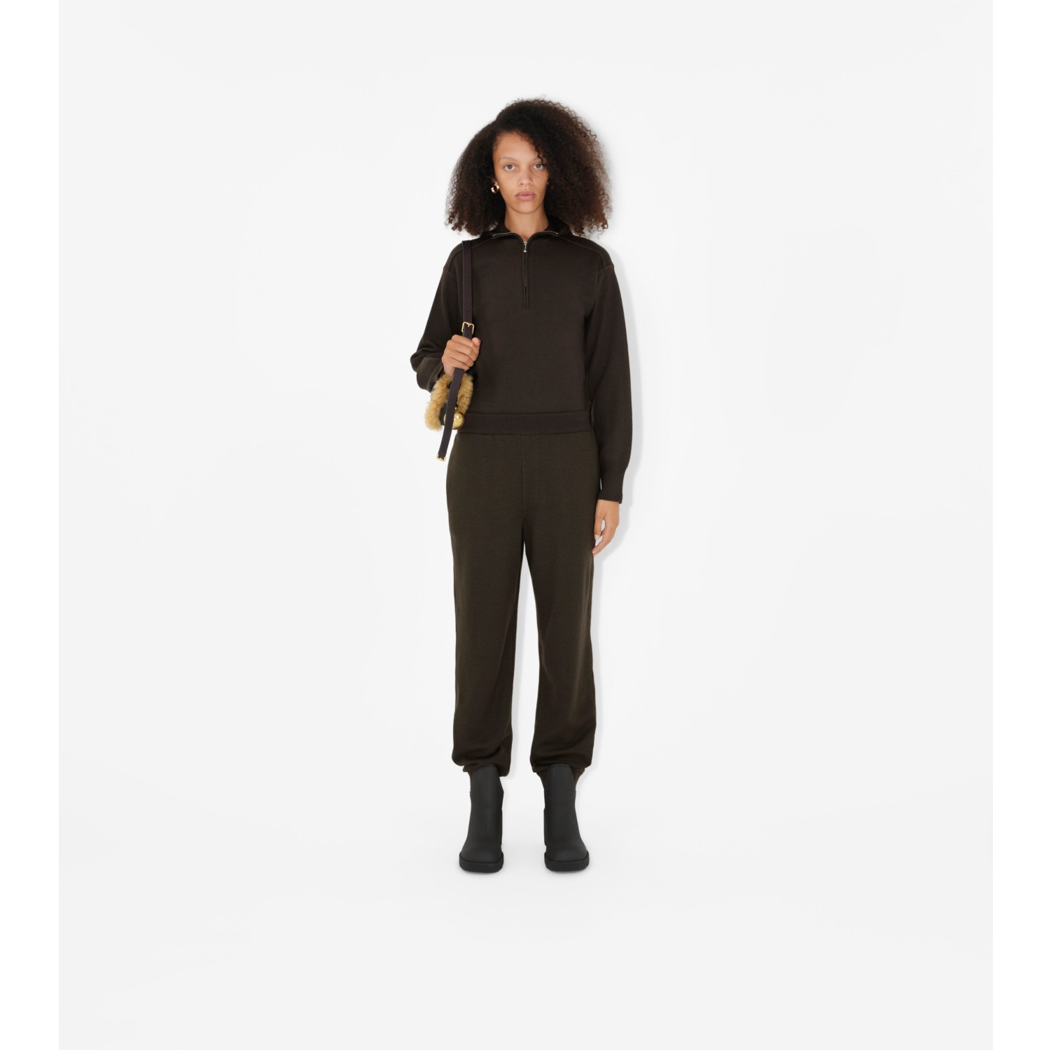 Wool Jogging Pants in Otter - Women