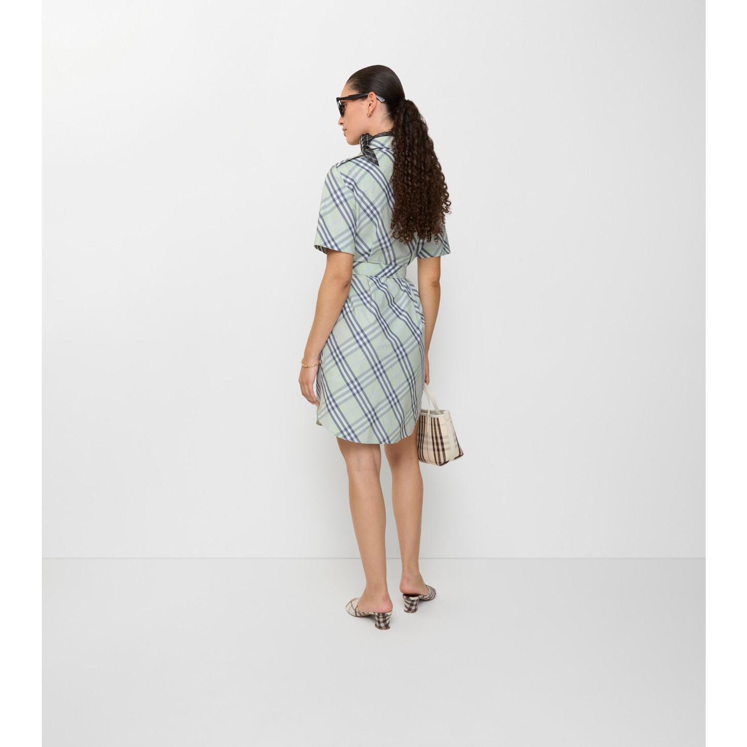 Check Cotton Shirt Dress in Seafoam green - Women | Burberry® Official
