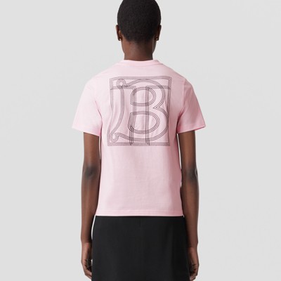 Monogram Motif Cotton T-shirt in Pale Pink - Women | Burberry® Official