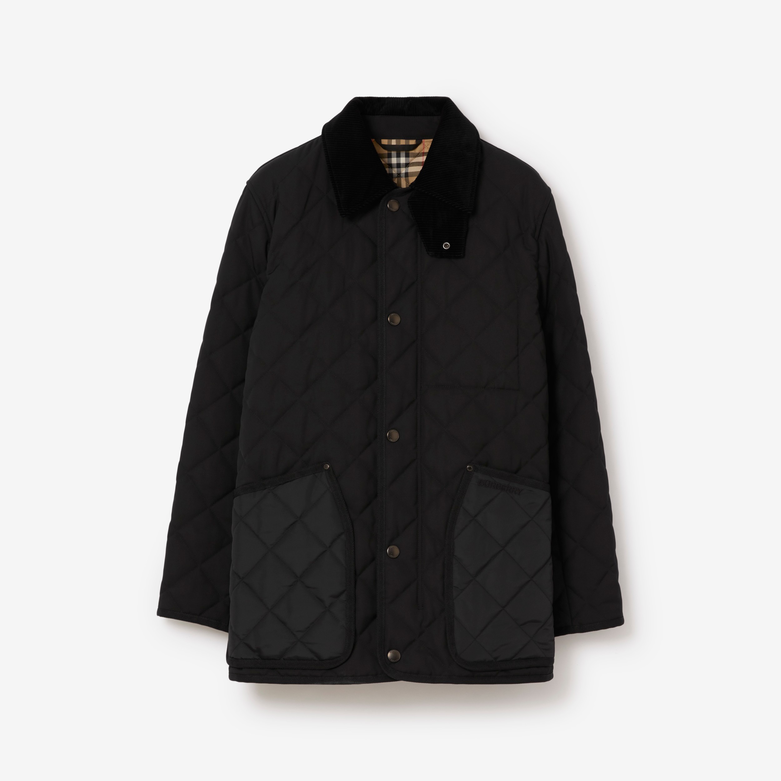 Chaqueta rústica a rombos con en pana (Negro) - Hombre | Burberry®