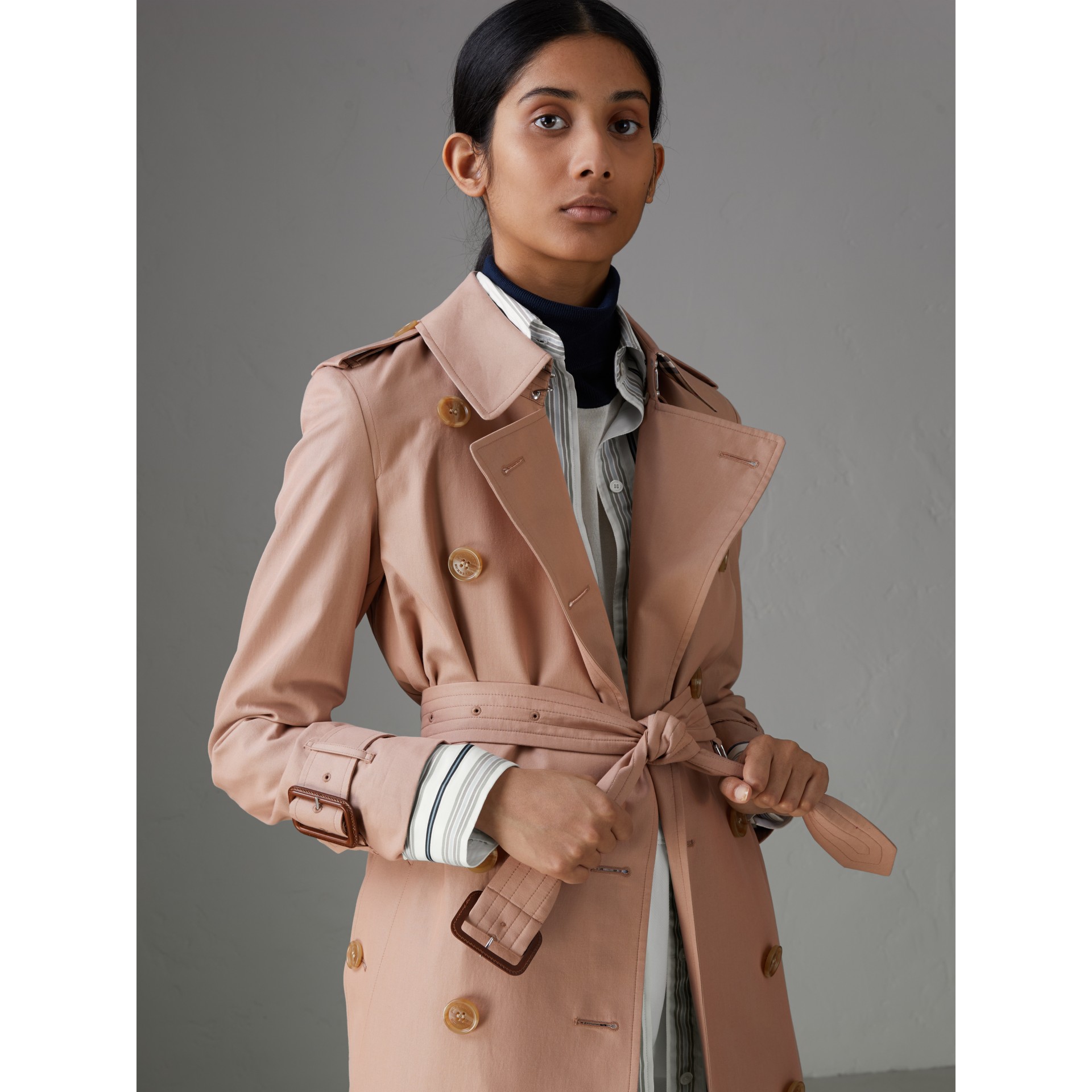 Tropical Gabardine Trench Coat in Pink Apricot Women Burberry