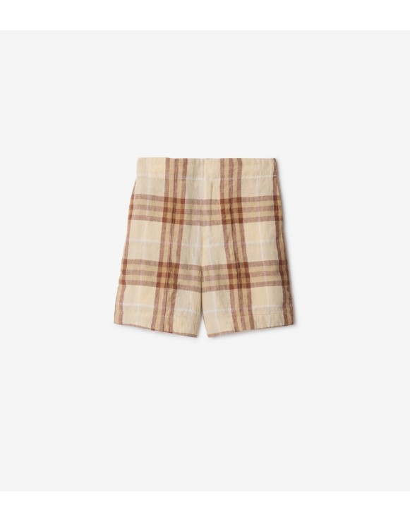 Check Linen Shorts