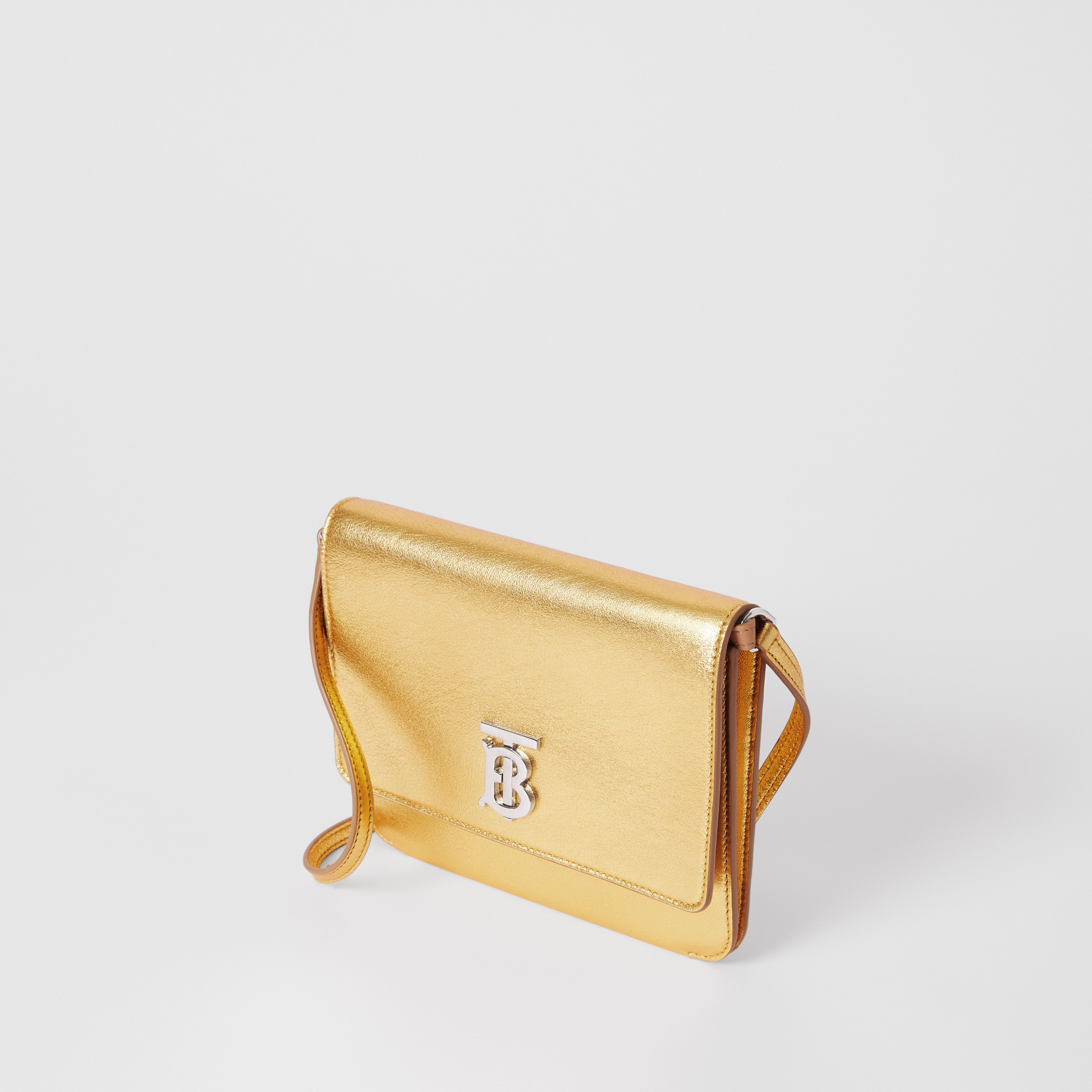 Mini Metallic Lambskin Flat TB Bag in Gold - Women | Burberry® Official - 4