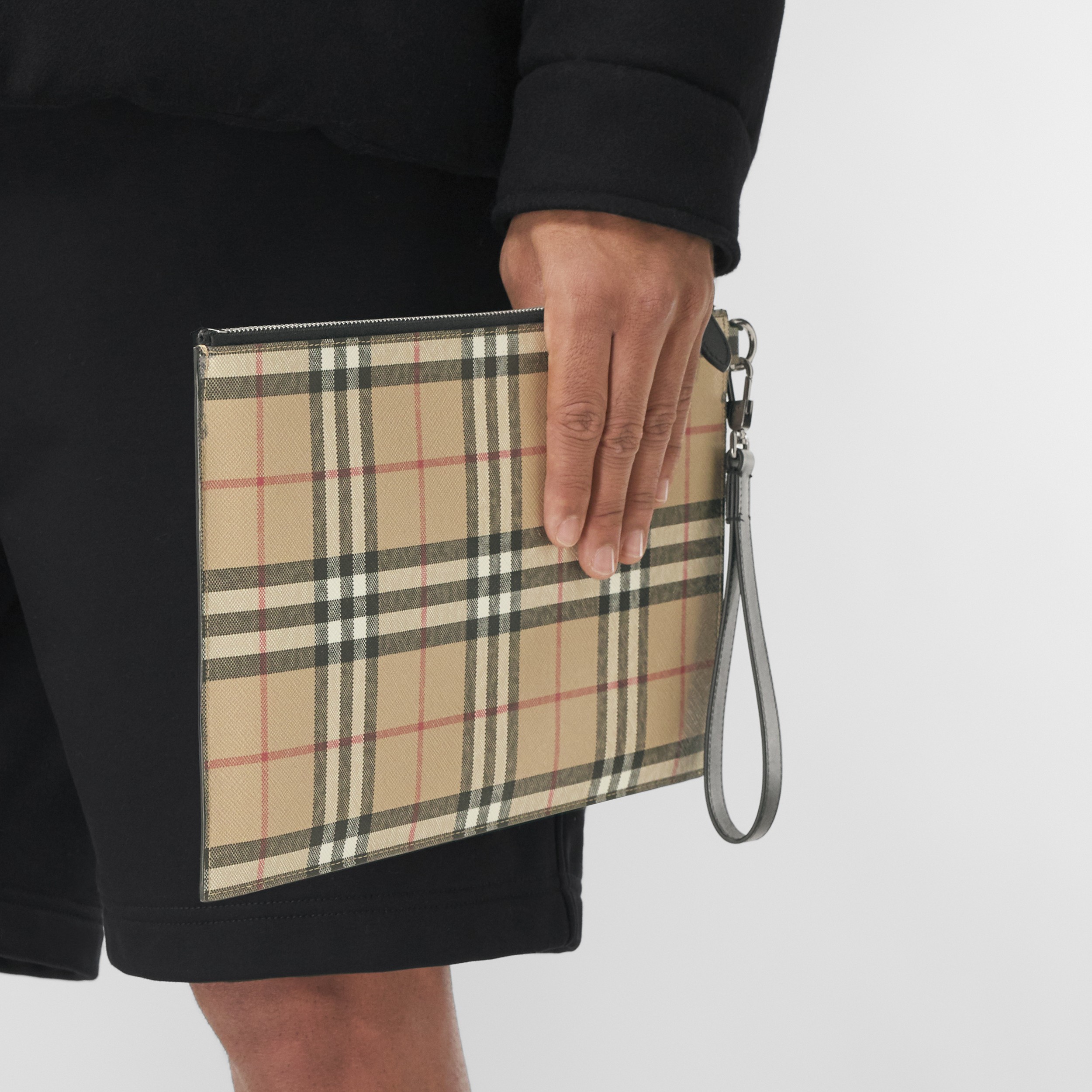 Vintage Check E-canvas Zip Pouch in Archive Beige | Burberry® Official - 3