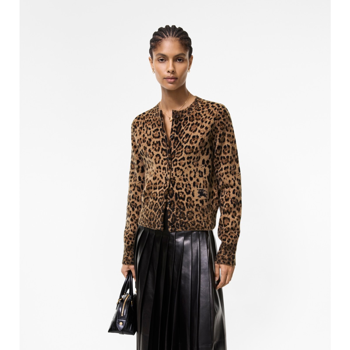  Leopard Jacquard Wool Cashmere Cardigan