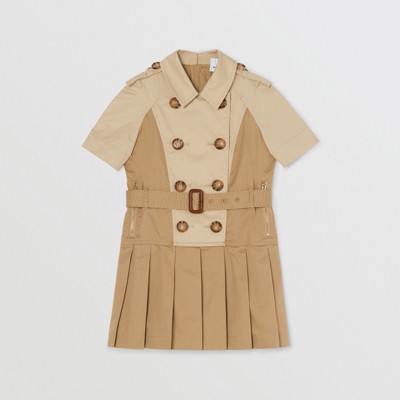 Two-tone Stretch Cotton Belted Trench 