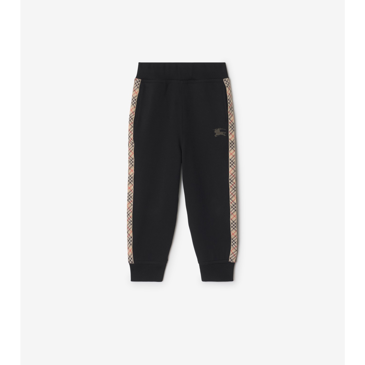 Check Trim Cotton Jogging Pants