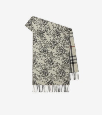 Reversible EKD Cashmere Scarf in Stone Burberry Official