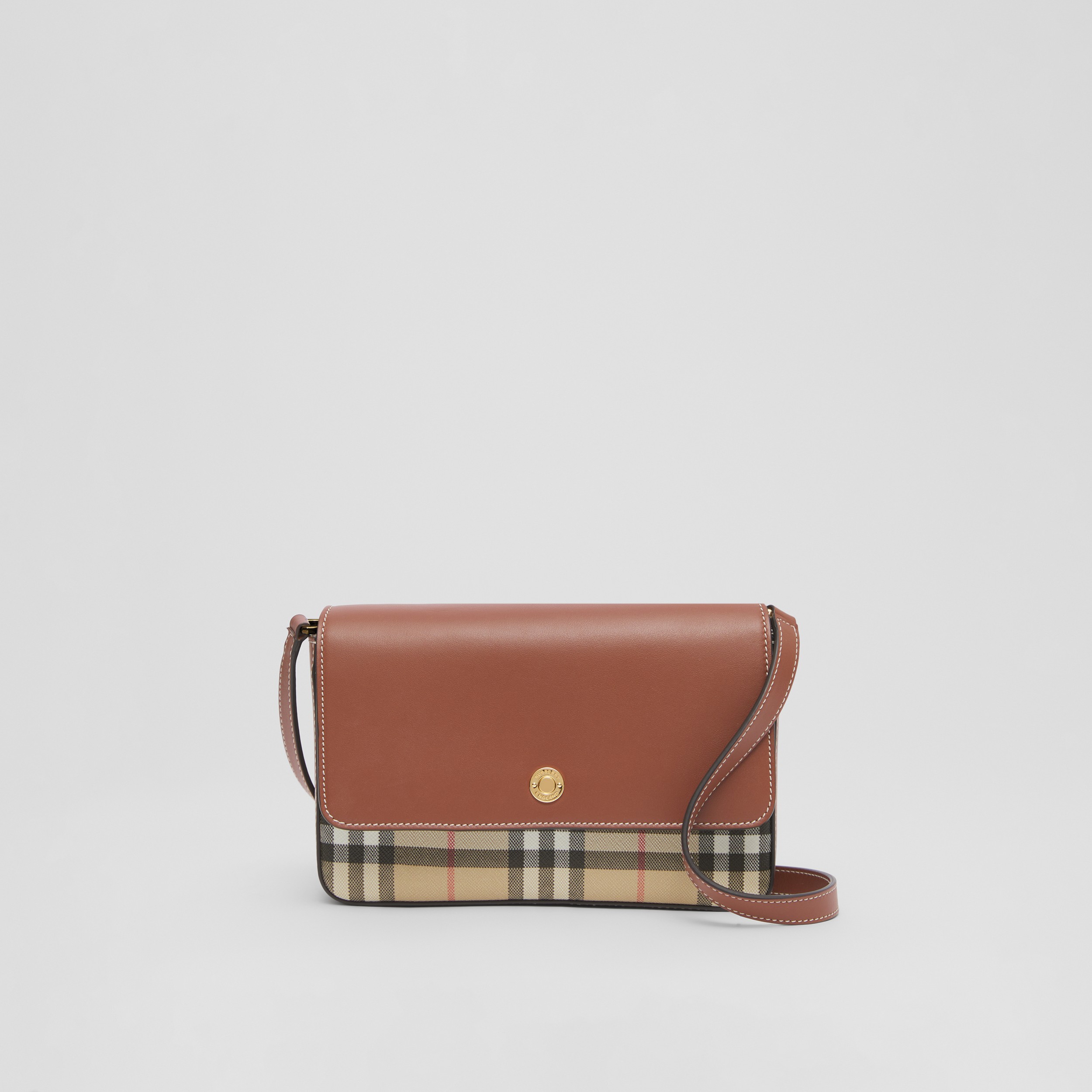 Bio-based Vintage Check and Leather Penny Bag in Archive Beige/tan - Women | Burberry® Official - 1