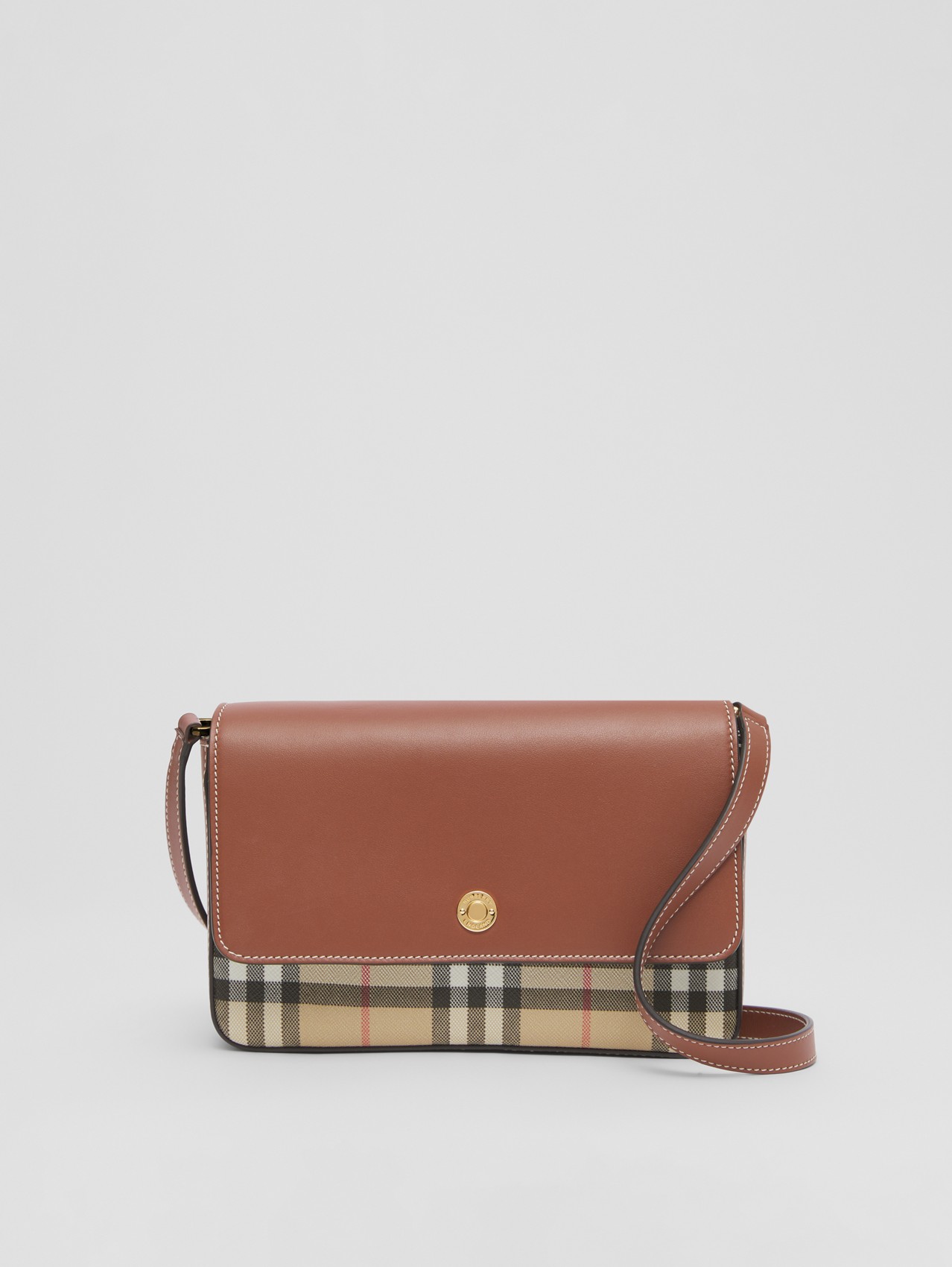 Bio-based Vintage Check and Leather Penny Bag in Archive Beige/tan