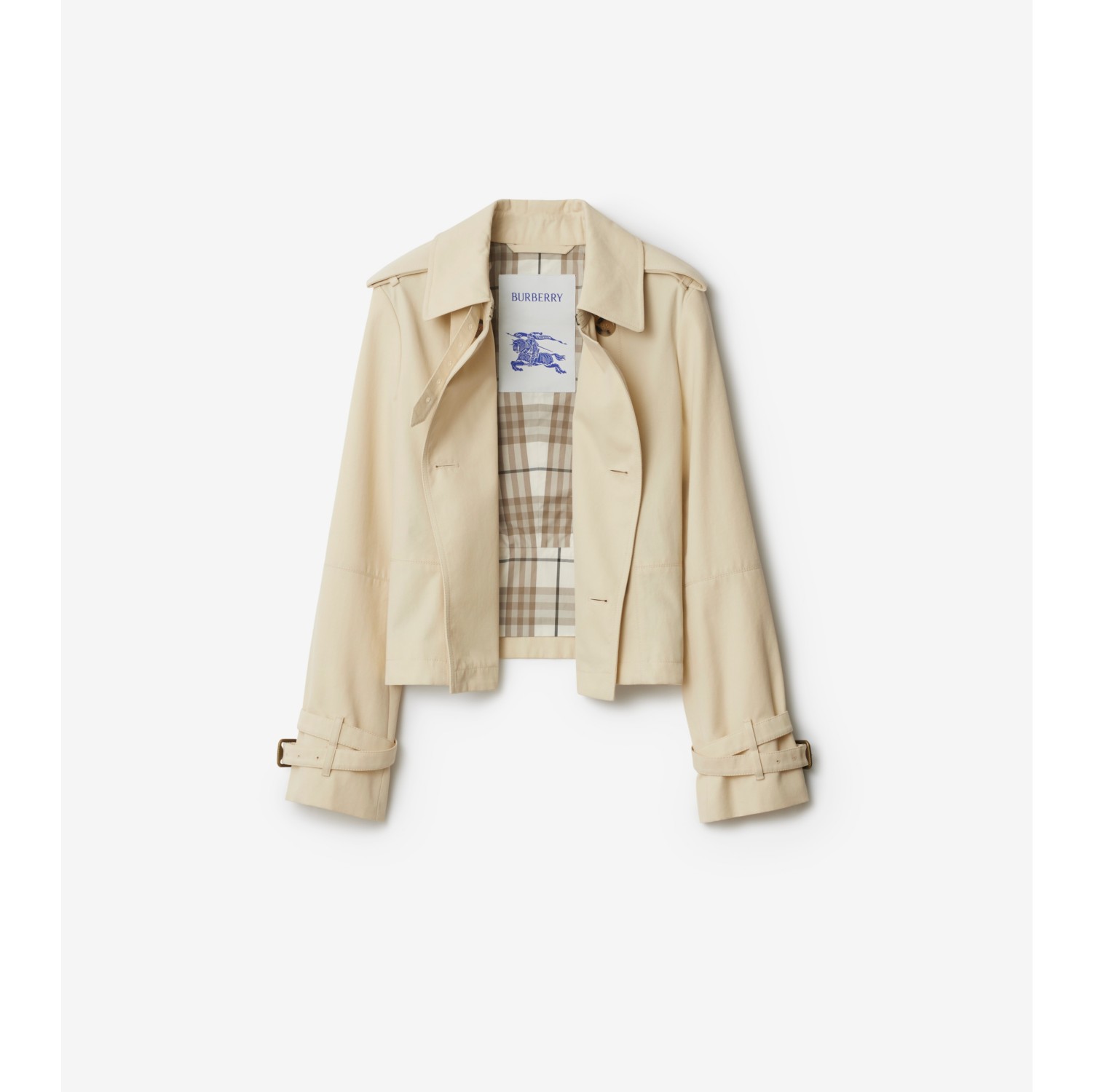 Cropped Cotton Blend Trench Jacket