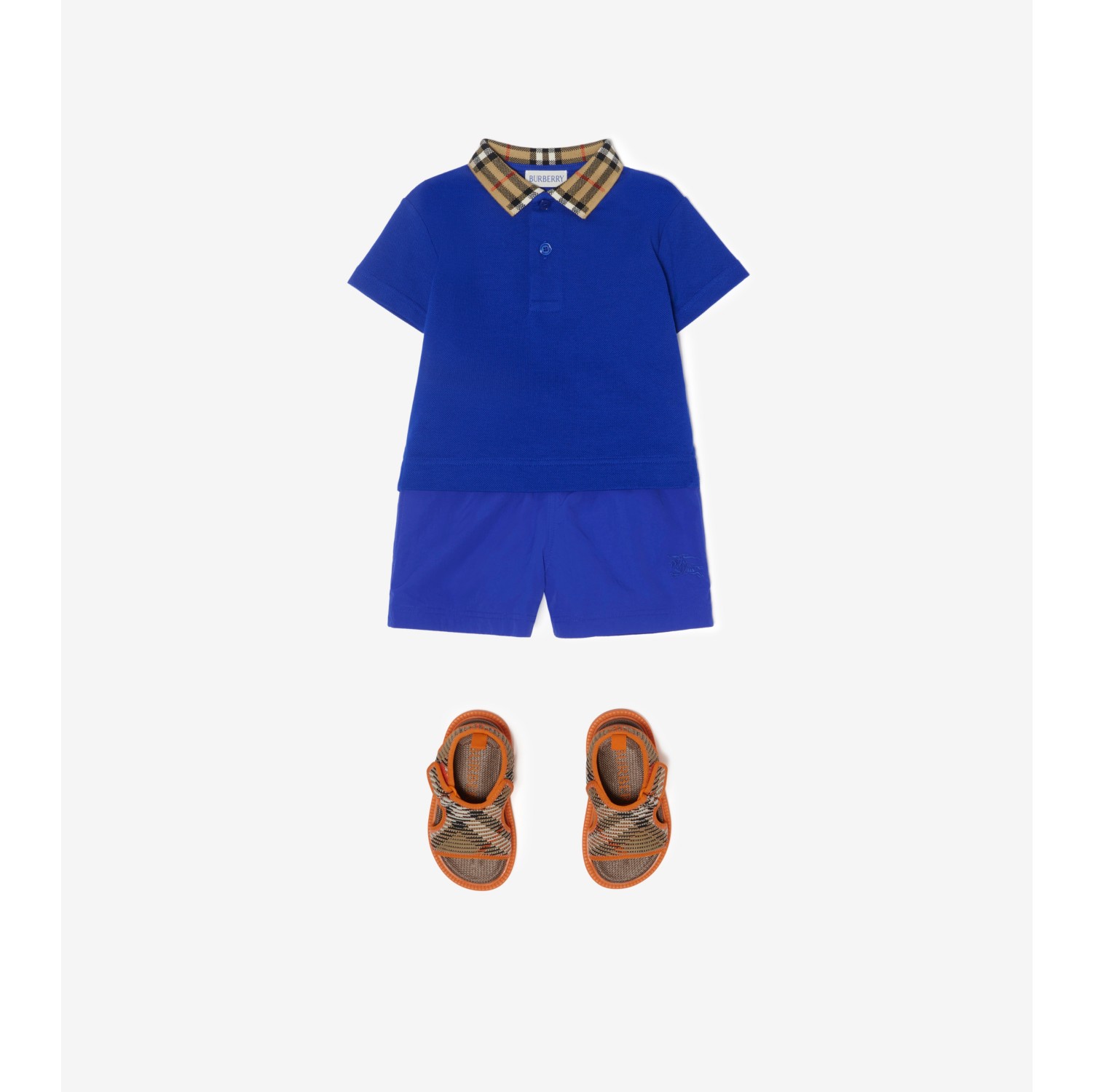 Check Collar Cotton Polo Shirt