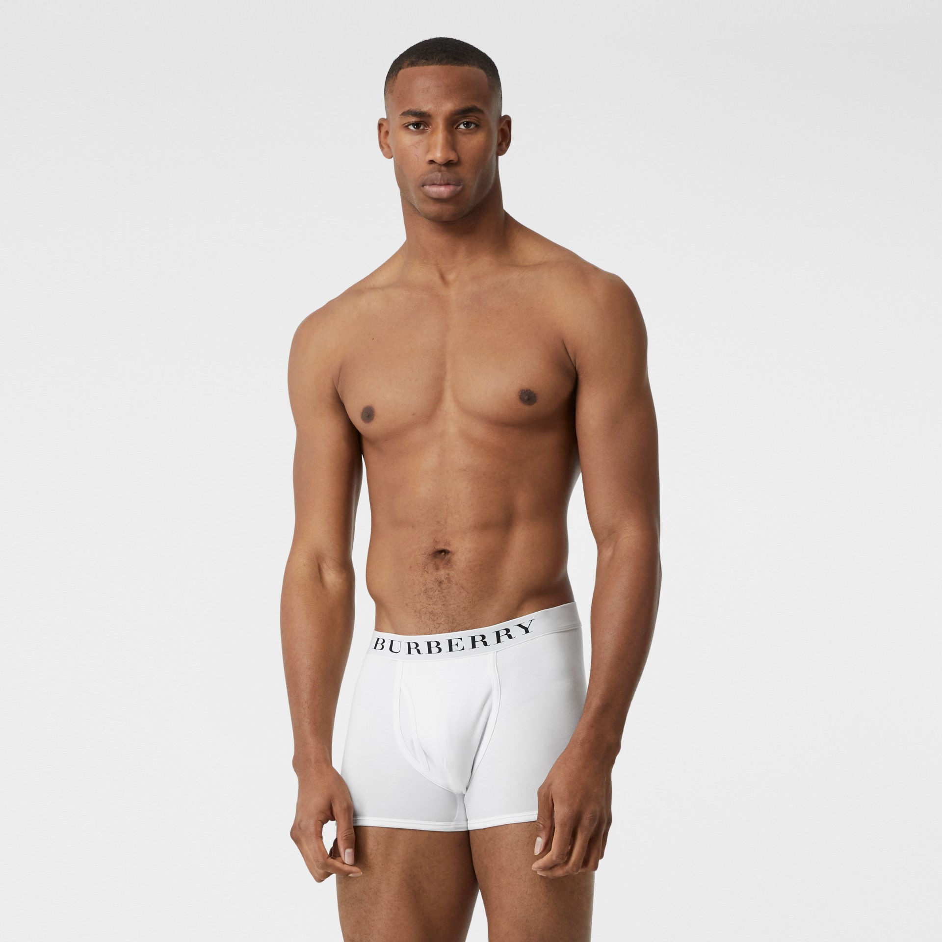 Stretch Cotton Boxer Shorts in White - Men | Burberry Australia