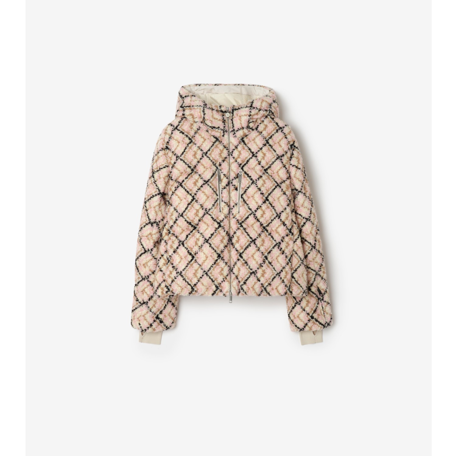 BURBERRY チェック柄 ダウンジャケット 新品　タグ付き　Mサイズ チェック ウールモヘアブレンド オーバーン ダウンジャケット (アイス