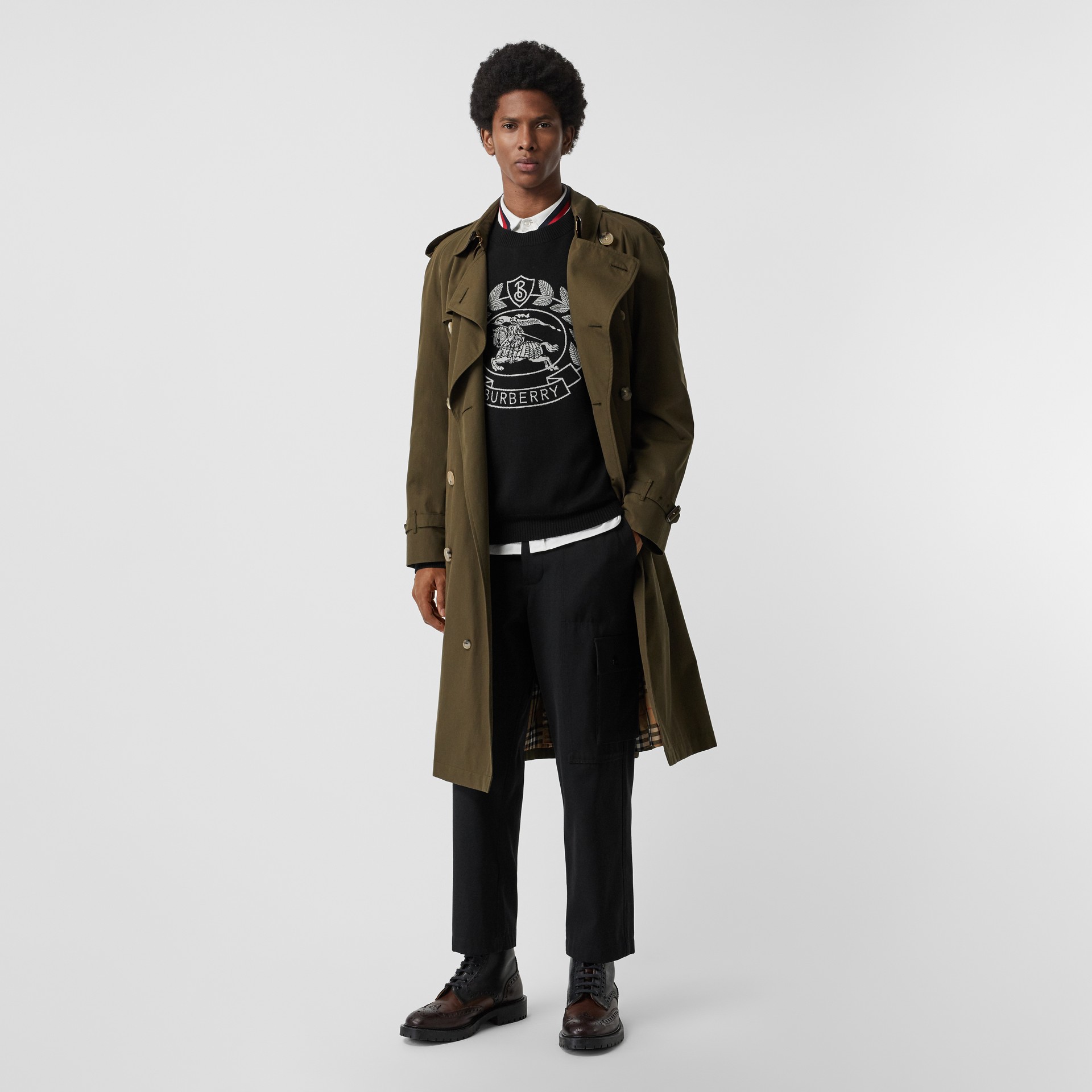 Cotton Wool Blend Cropped Cargo Trousers in Black - Men | Burberry ...