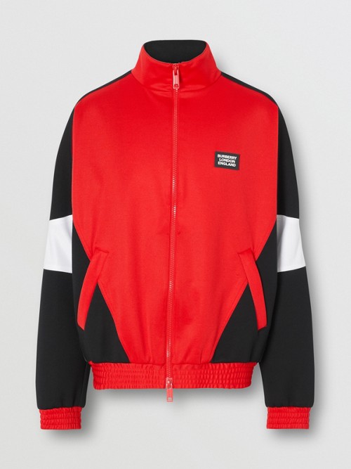 BURBERRY Logo Appliqué Jersey and Neoprene Track Top