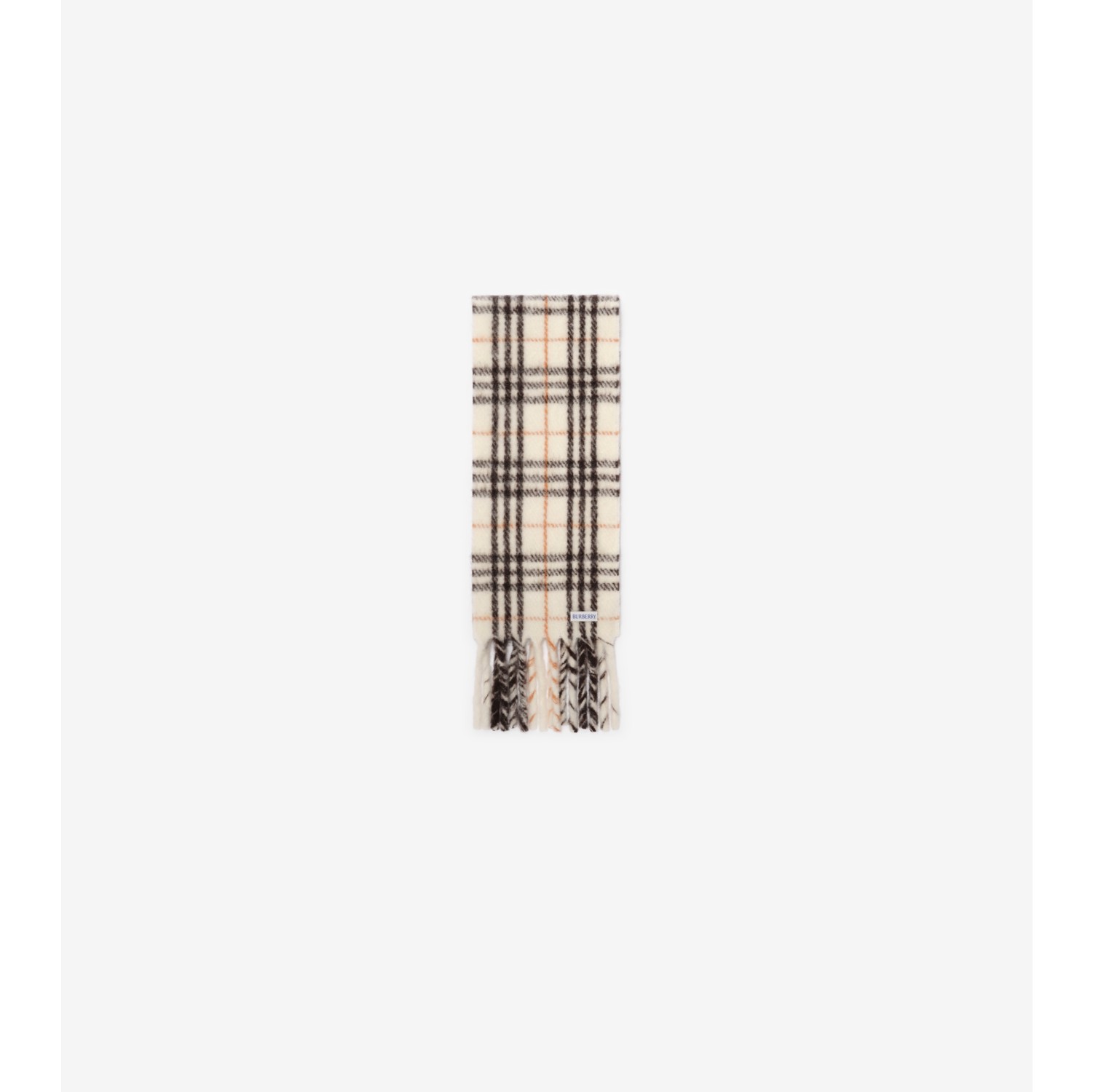 Narrow Check Alpaca Wool Blend Scarf in Pebble grey | Burberry