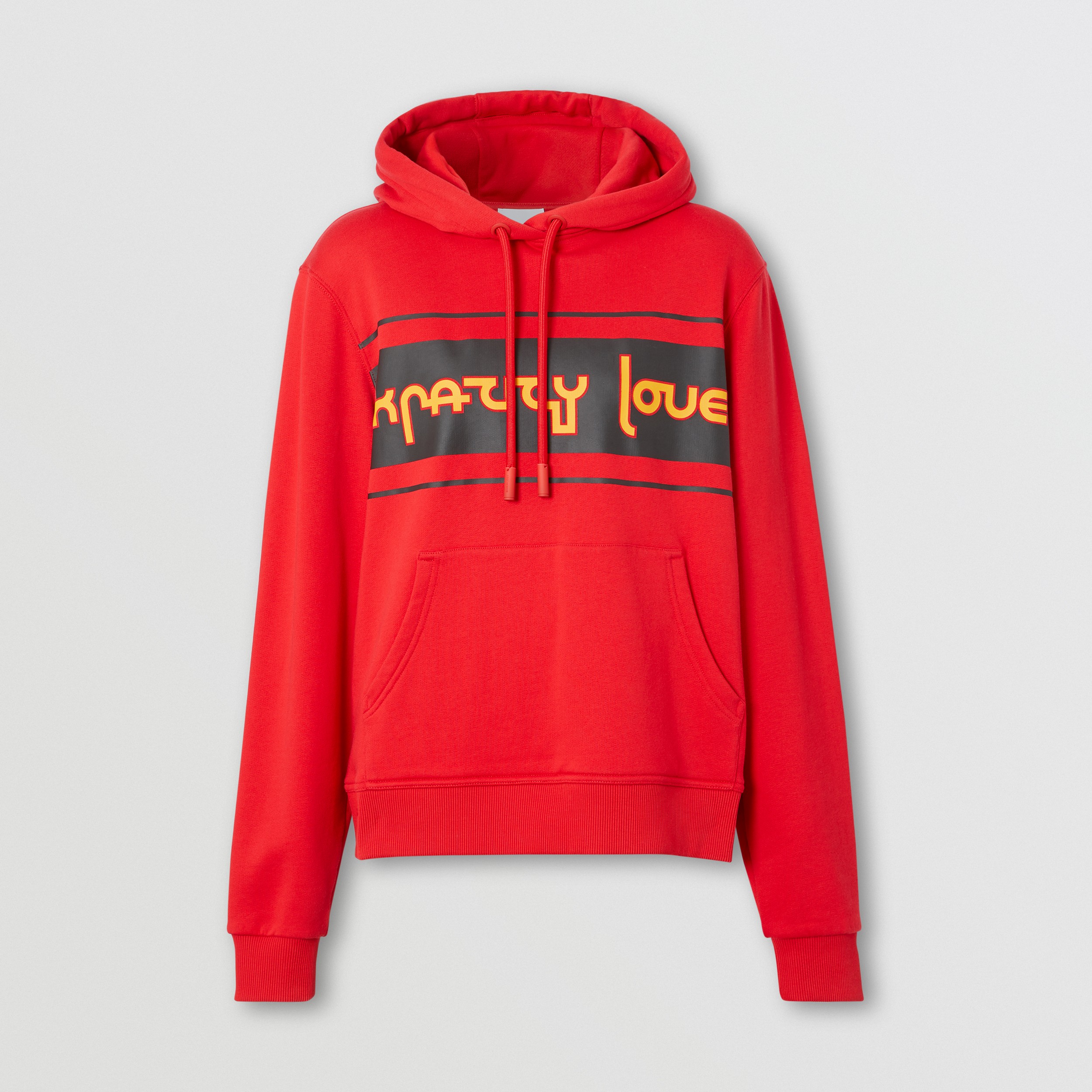 Slogan Print Cotton Oversized Hoodie in Bright Red - Women | Burberry ...