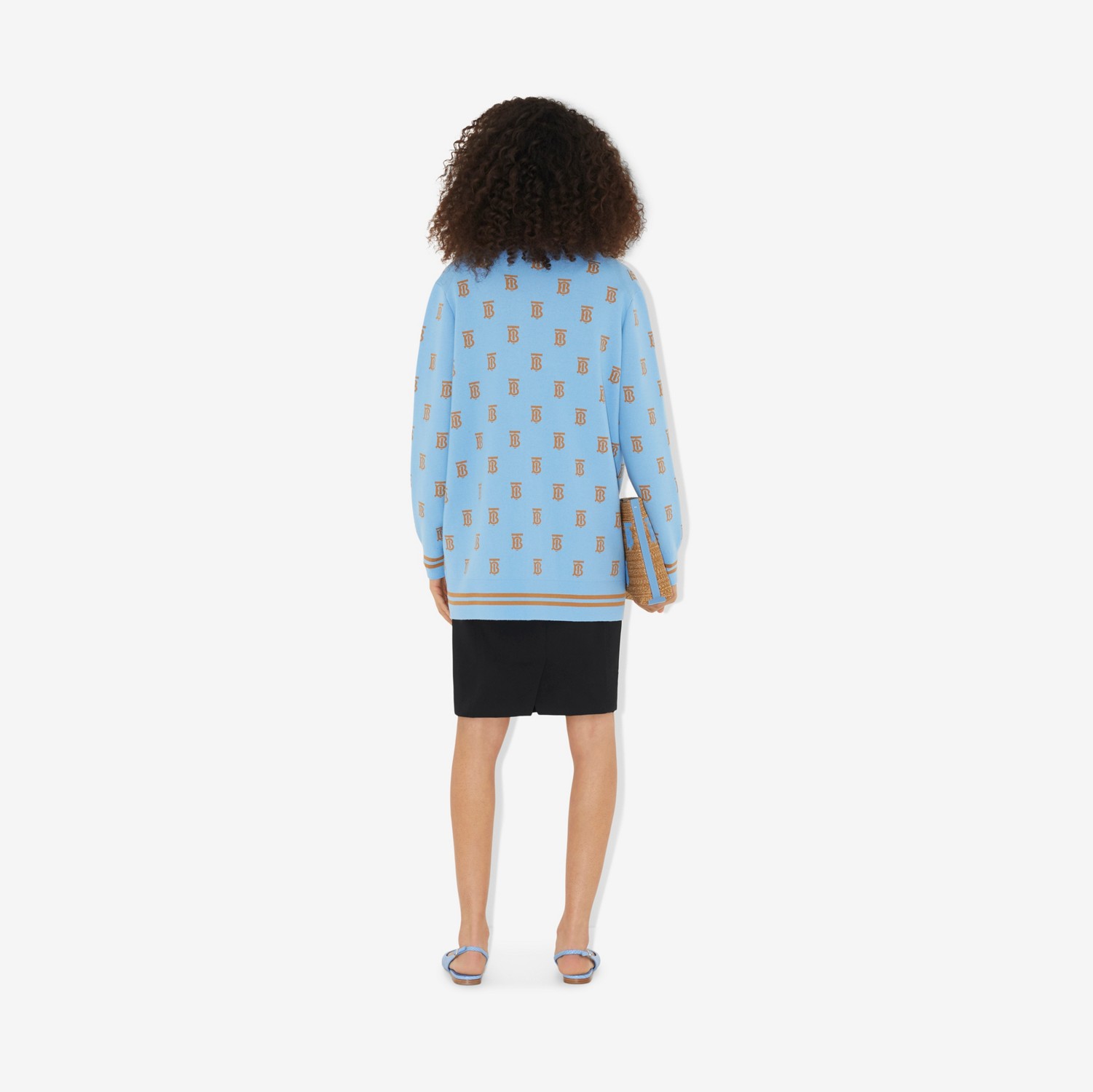 Oversize-Cardigan aus Wolle und Seide mit Monogrammen (Fingerhut-blau) - Damen | Burberry®