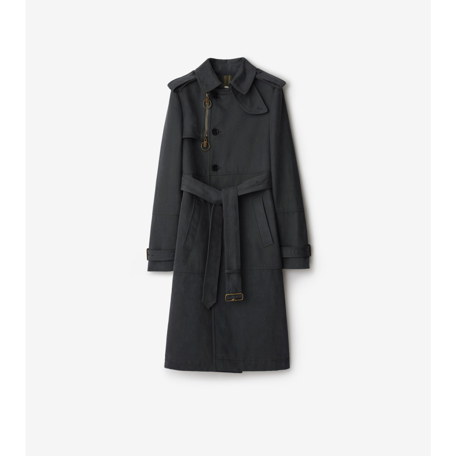 Trench coat longo de nylon e algodão